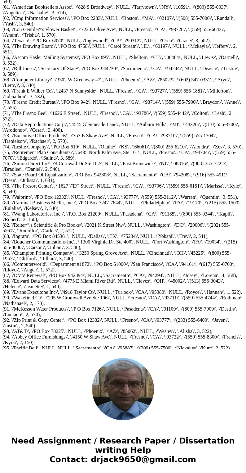 On Microsft SQL server management studio CIS 336 Week 5 Lab 1. (For the following exercise, use the Week 5 DB Design Excel file. Place the completed file in the