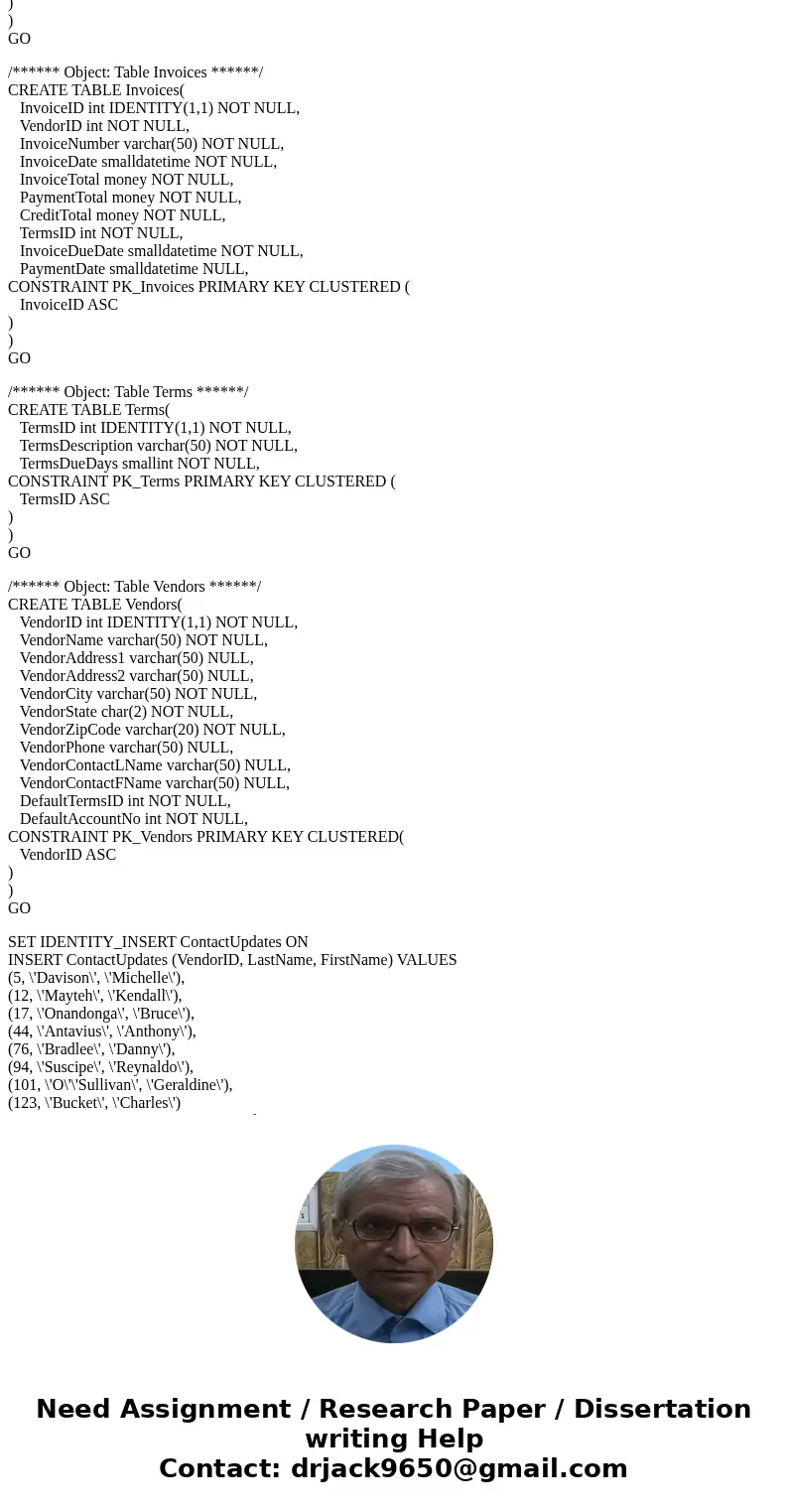 On Microsft SQL server management studio CIS 336 Week 5 Lab 1. (For the following exercise, use the Week 5 DB Design Excel file. Place the completed file in the