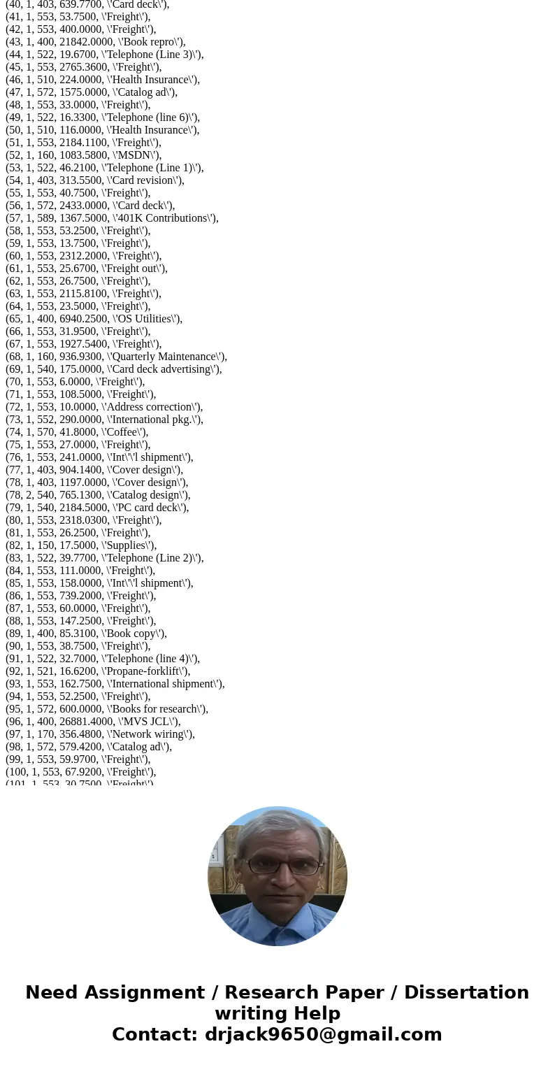 On Microsft SQL server management studio CIS 336 Week 5 Lab 1. (For the following exercise, use the Week 5 DB Design Excel file. Place the completed file in the
