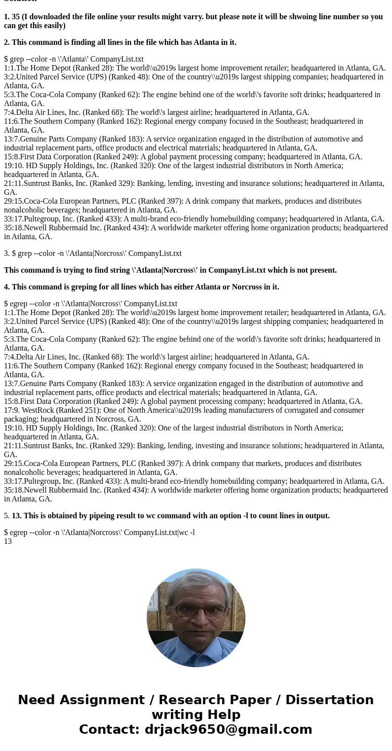 Part 1: File processing. The following table is from about.com. It shows part of the Fortune 500 companies set up shop in Georgia. For more details, please ref  Part 1: File processing. The following table is from about.com. It shows part of the Fortune 500 companies set up shop in Georgia. For more details, please ref