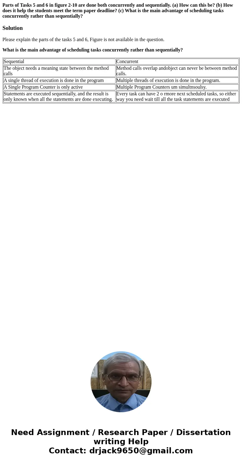 Parts of Tasks 5 and 6 in figure 2-10 are done both concurrently and sequentially. (a) How can this be? (b) How does it help the students meet the term paper de