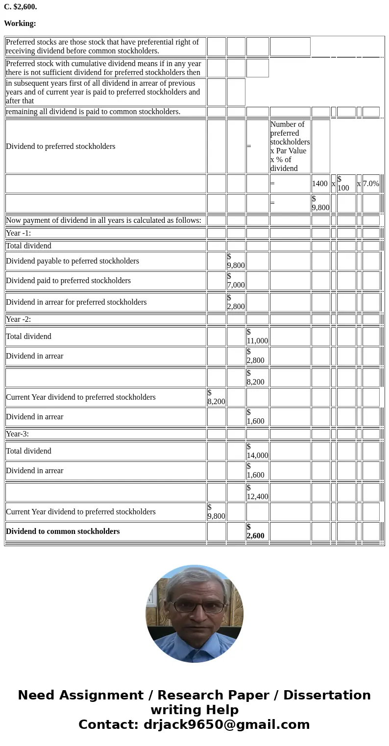 Pepsi Co. paid dividends of $7,000; $11,000; and $14,000 during Year 1, Year 2, and Year 3, respectively. The company had 1,400 shares of 7.0%, $100 par value p