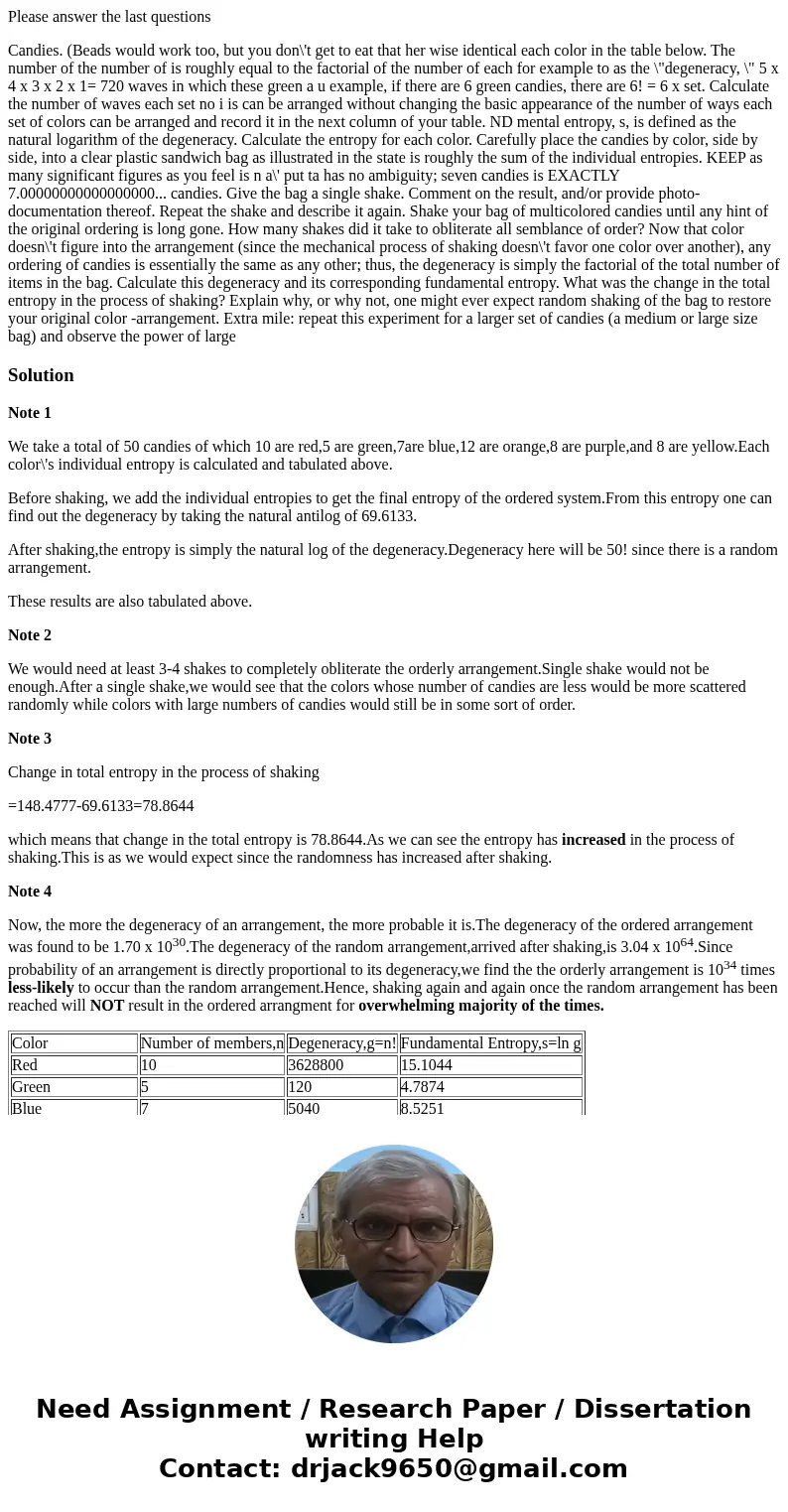 Please answer the last questions Candies. (Beads would work too, but you don\'t get to eat that her wise identical each color in the table below. The number of  Please answer the last questions Candies. (Beads would work too, but you don\'t get to eat that her wise identical each color in the table below. The number of