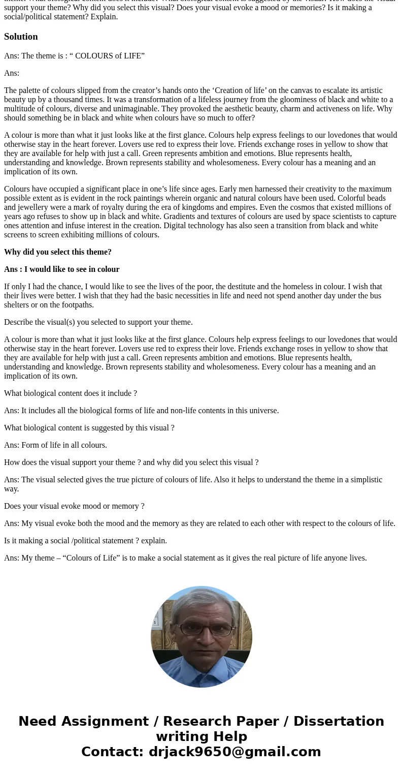 Please help. Thank you. Find a theme that runs through more than one Module (the more modules it includes, the better) and think of how to visually depict this 