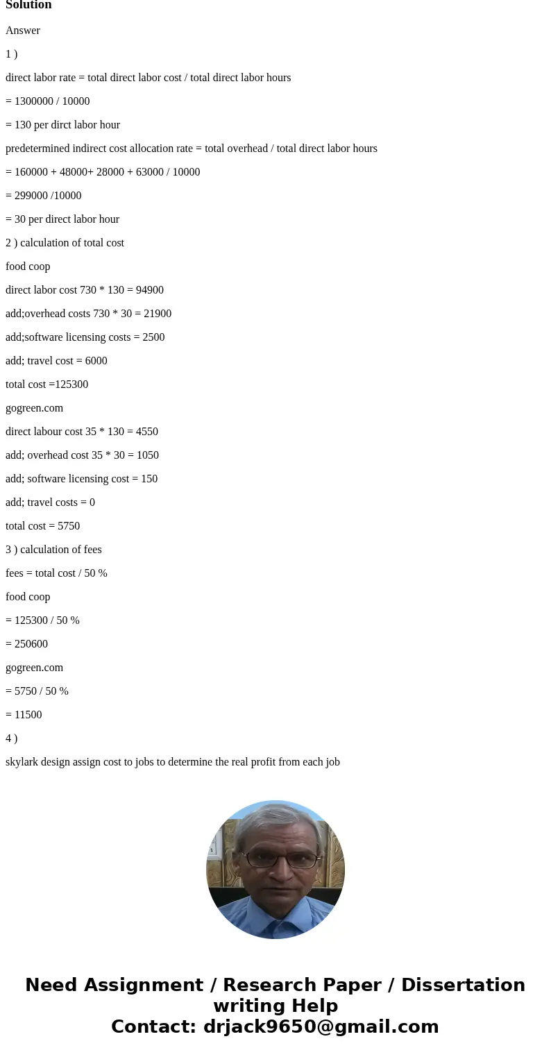 Skylark Design is an interior design firm. The firm uses a job cost system in which each client is a different? \