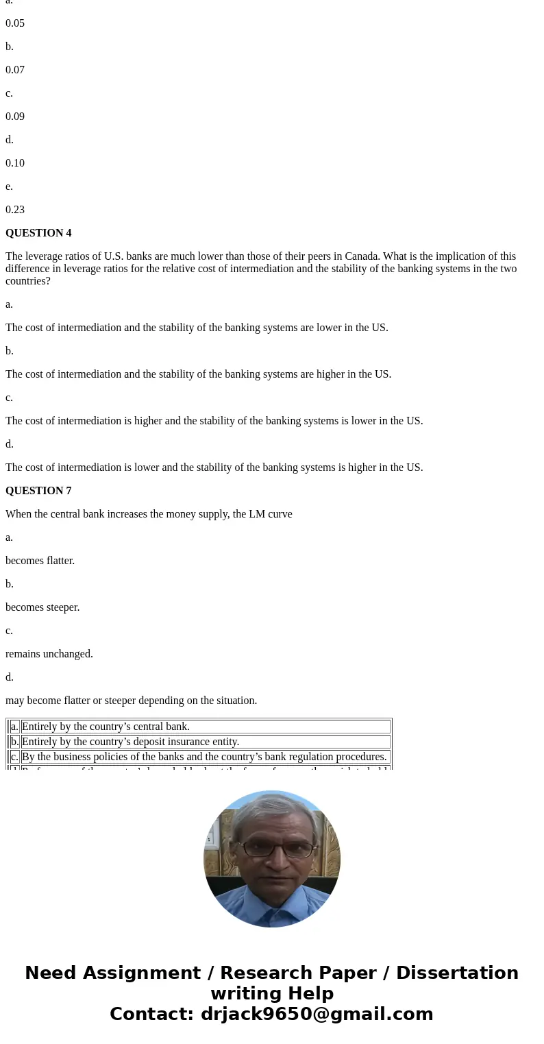 The reserve-deposit ratios of the banks in a country are determined a. Entirely by the country’s central bank. b. Entirely by the country’s deposit insurance en