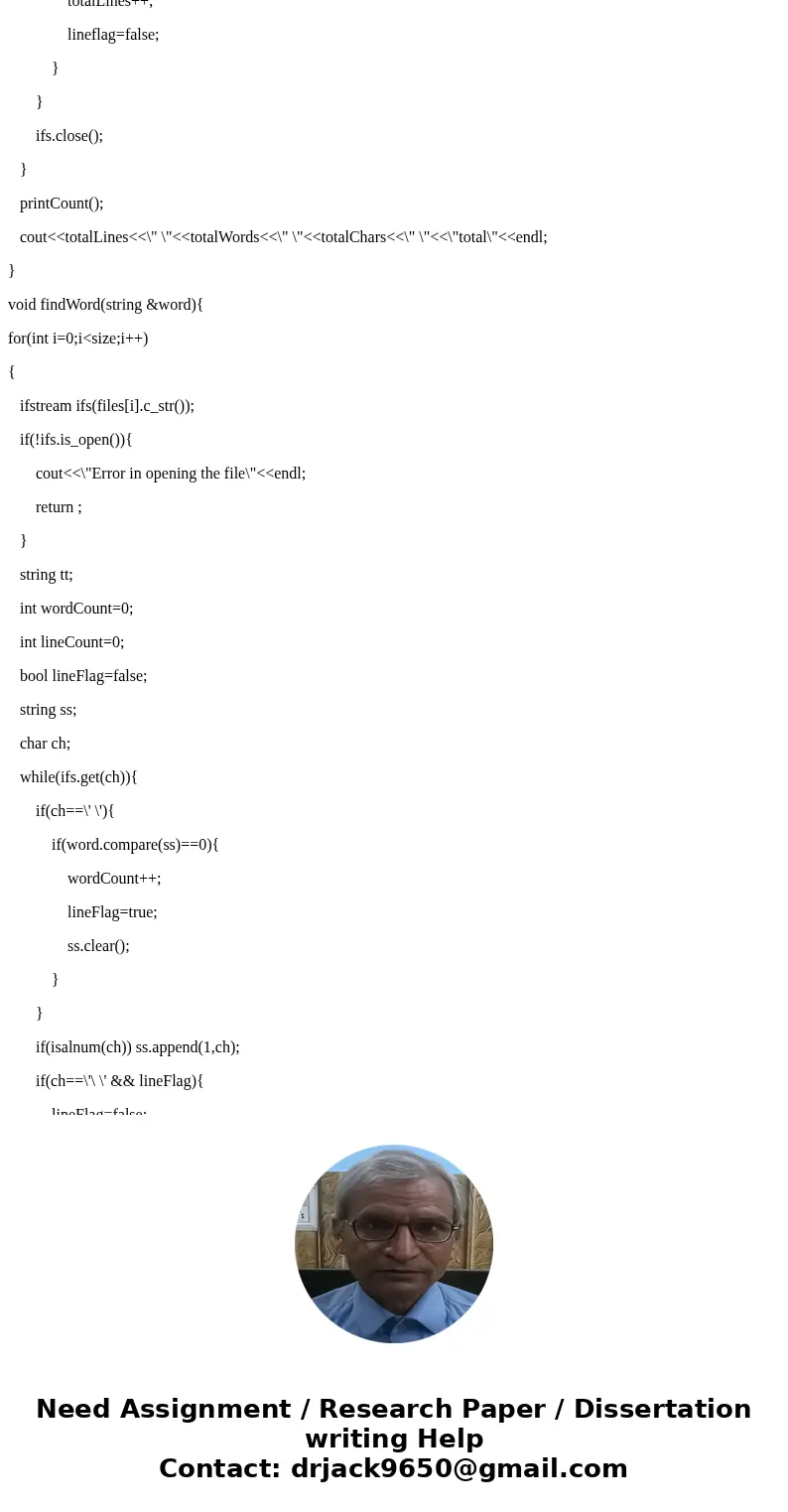 This assignment involves writing a C++ program to identify and count lines, words, and characters. For the purpose of this assignment, we define a “word” as a s This assignment involves writing a C++ program to identify and count lines, words, and characters. For the purpose of this assignment, we define a “word” as a s