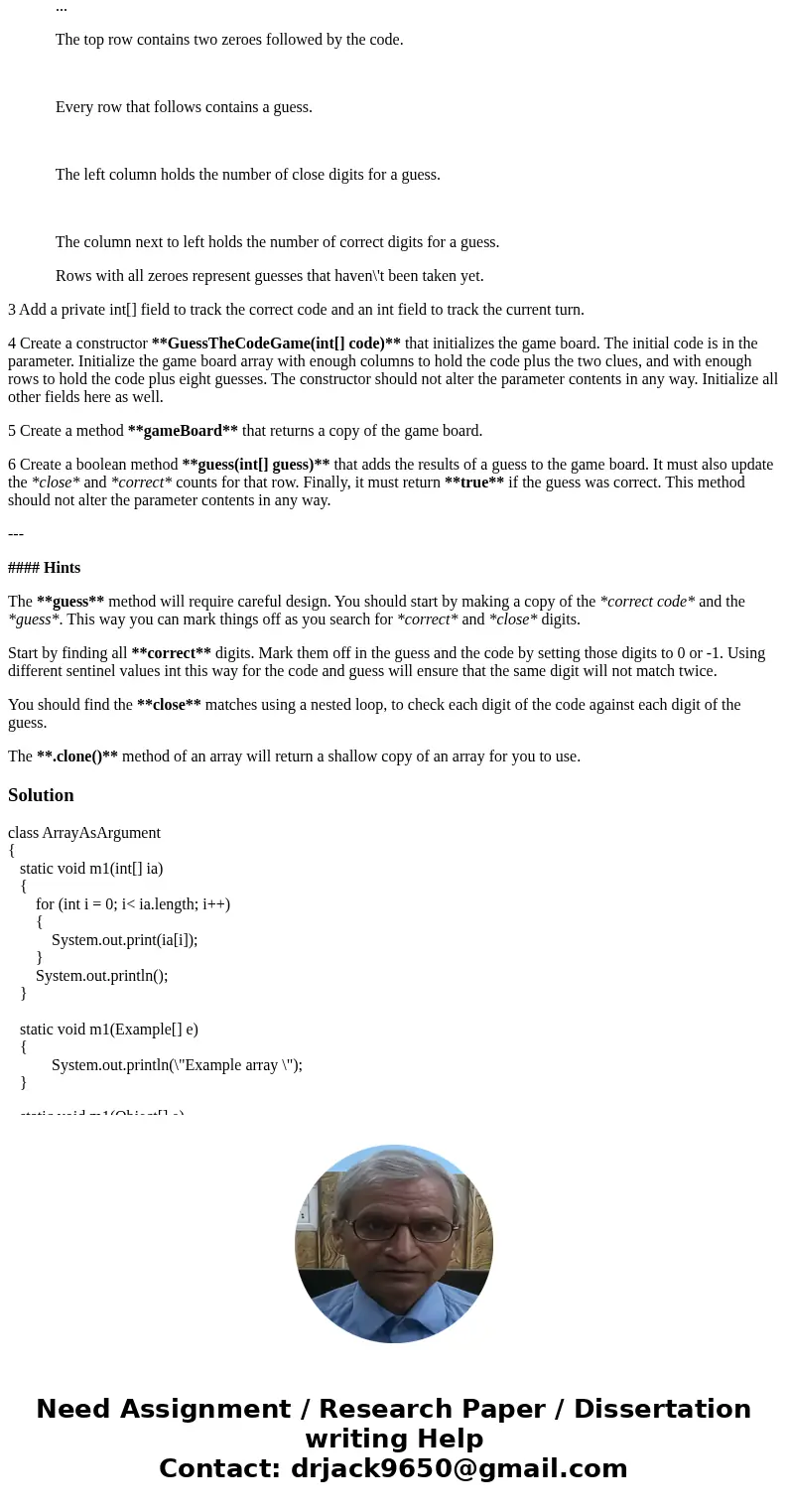 Trying to create this java code game # Guess The Code Game #### The Game You are going to create a Java program that implements the game *Guess The Code* using  Trying to create this java code game # Guess The Code Game #### The Game You are going to create a Java program that implements the game *Guess The Code* using