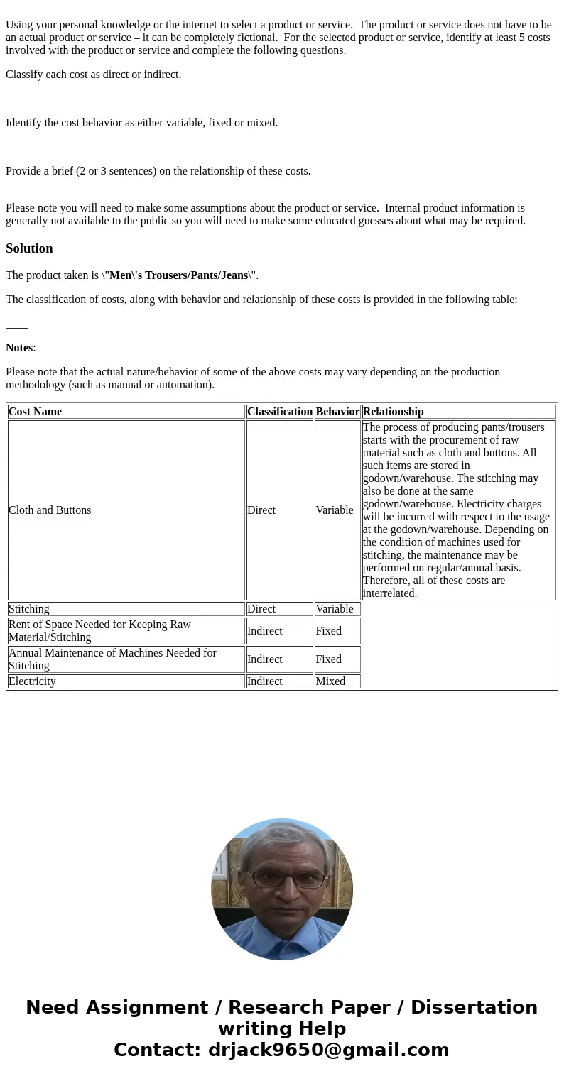  Using your personal knowledge or the internet to select a product or service. The product or service does not have to be an actual product or service – it can 