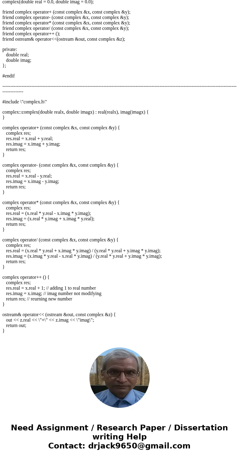 Write a method to implement operator++ for the Complex class. This method should result in the number having one added to the real component and return the new  Write a method to implement operator++ for the Complex class. This method should result in the number having one added to the real component and return the new