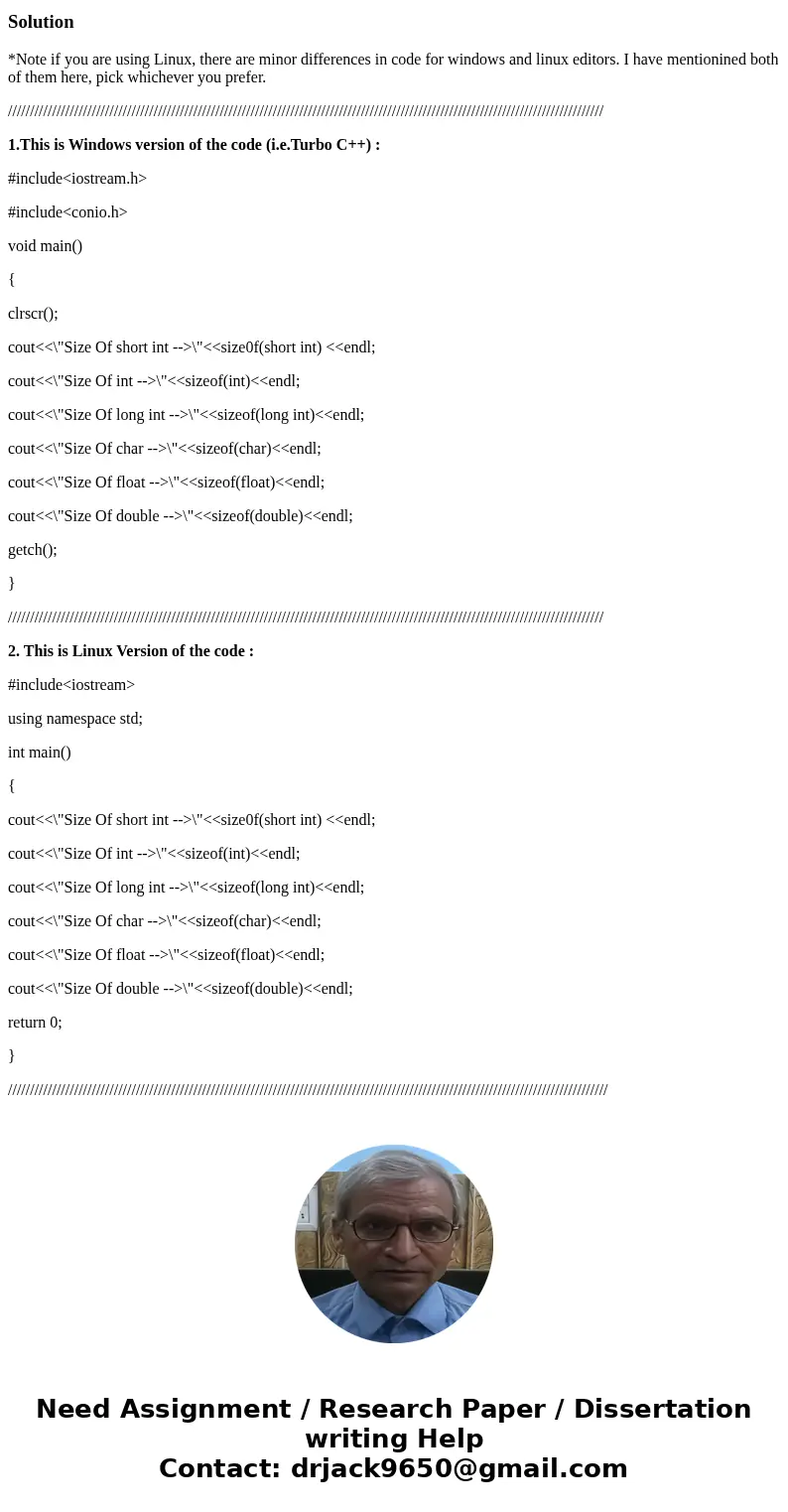 Write a simple program that uses the \'sizeof () \' function to display the number of bytes in a: (example of use: int shortsize = sizeof (short);//returns the  Write a simple program that uses the \'sizeof () \' function to display the number of bytes in a: (example of use: int shortsize = sizeof (short);//returns the