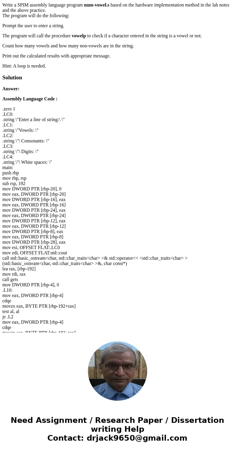 Write a SPIM assembly language program num-vowel.s based on the hardware implementation method in the lab notes and the above practice. The program will do the  Write a SPIM assembly language program num-vowel.s based on the hardware implementation method in the lab notes and the above practice. The program will do the