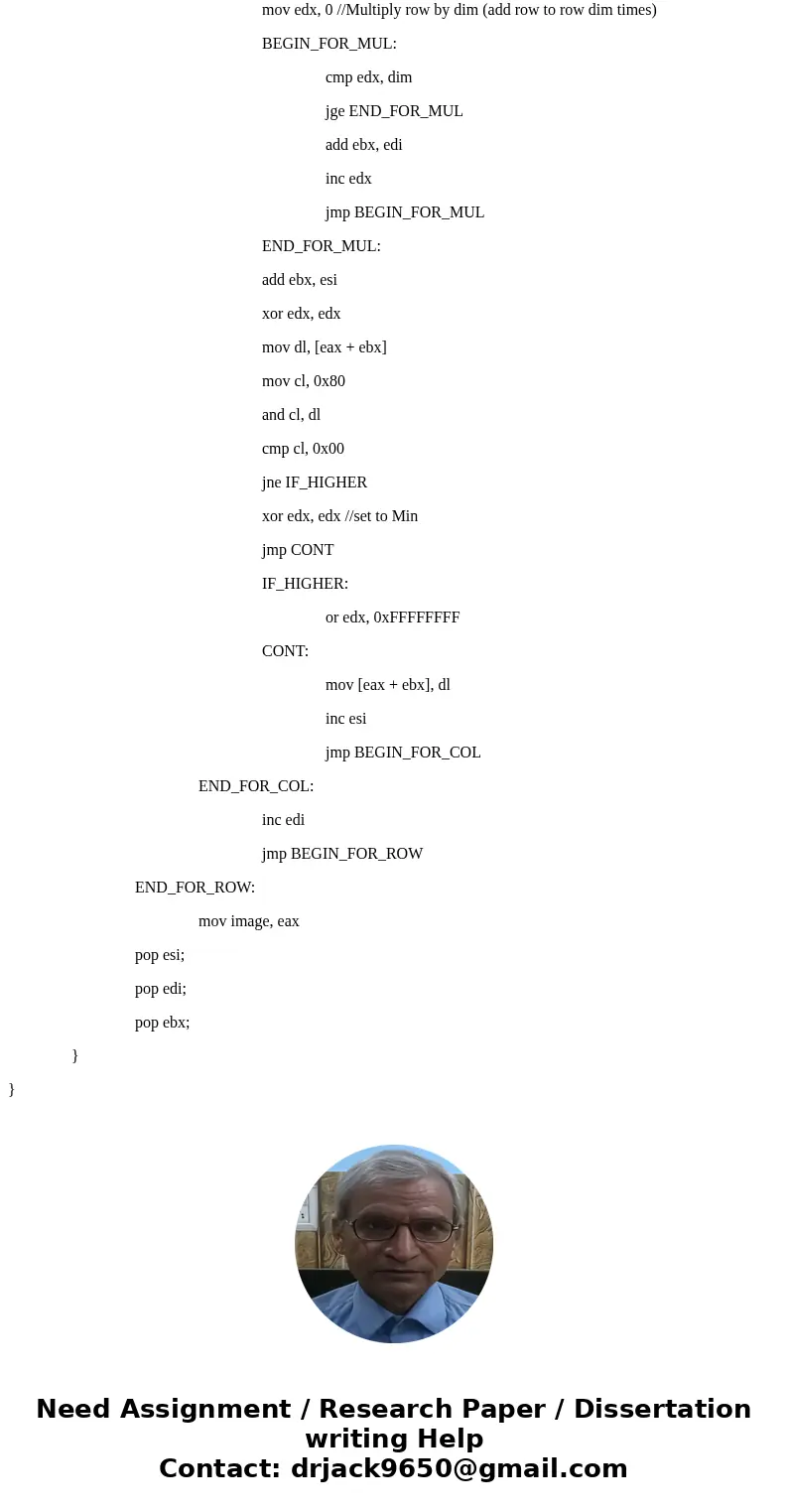 Write a X86 Assembly code for this function: This function takes in a square sized grayscale image and applies thresholding on each pixel: void imageThresholdin Write a X86 Assembly code for this function: This function takes in a square sized grayscale image and applies thresholding on each pixel: void imageThresholdin