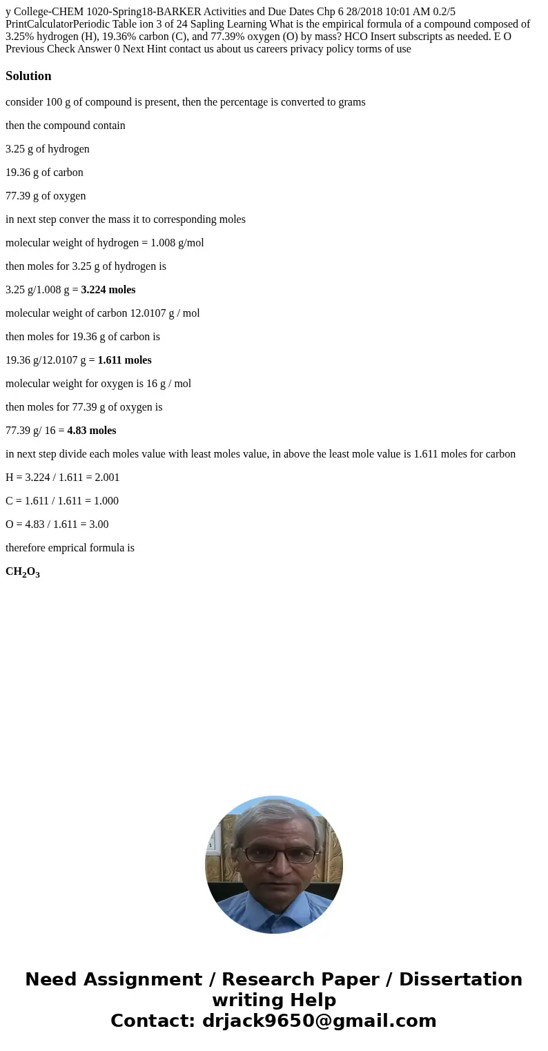  y College-CHEM 1020-Spring18-BARKER Activities and Due Dates Chp 6 28/2018 10:01 AM 0.2/5 PrintCalculatorPeriodic Table ion 3 of 24 Sapling Learning What is th