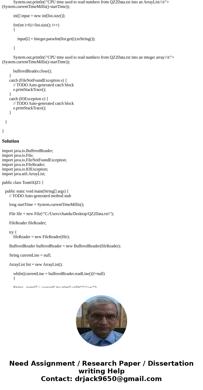 Your team is asked to develop ONE java program to compare the memory efficiency between: java.util.ArrayList and java.util.Vector Hint #1: You can modify Quiz1. Your team is asked to develop ONE java program to compare the memory efficiency between: java.util.ArrayList and java.util.Vector Hint #1: You can modify Quiz1.