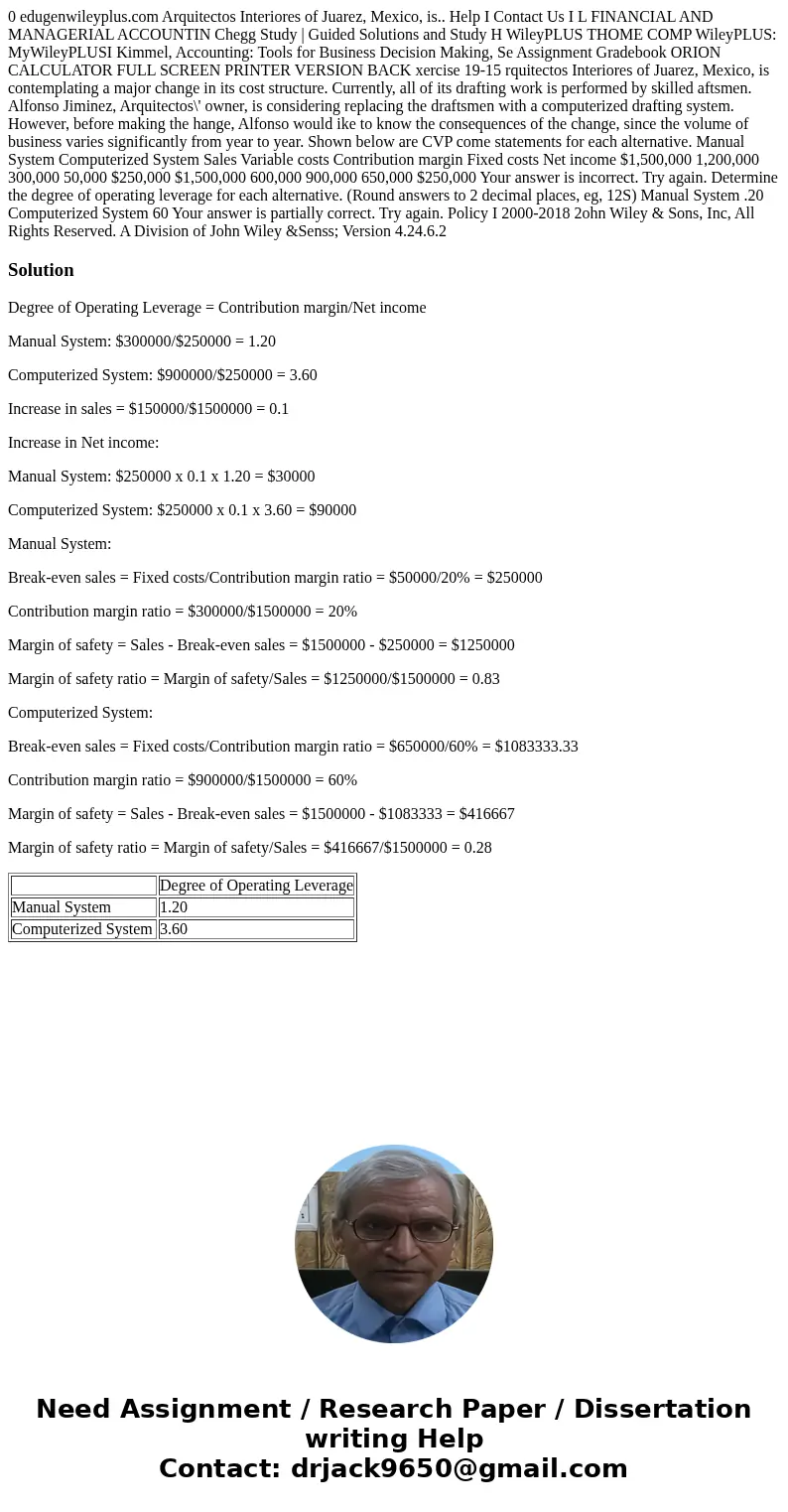  0 edugenwileyplus.com Arquitectos Interiores of Juarez, Mexico, is.. Help I Contact Us I L FINANCIAL AND MANAGERIAL ACCOUNTIN Chegg Study | Guided Solutions an