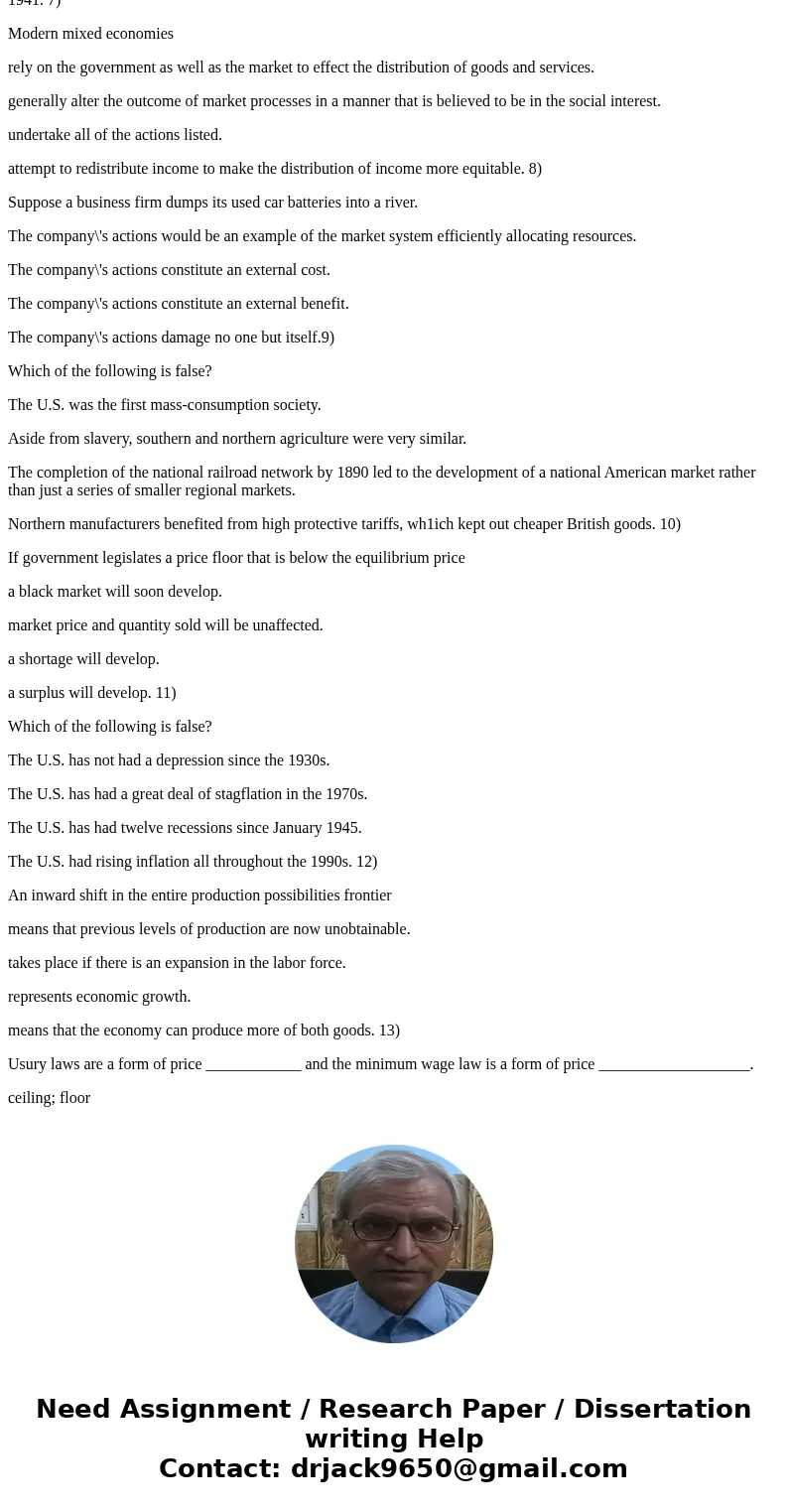 1) Economic growth was stimulated by suburbanization in the 15 years following World War II. from the mid 1960s to the mid 1970s. after the Persian Gulf War. in 1) Economic growth was stimulated by suburbanization in the 15 years following World War II. from the mid 1960s to the mid 1970s. after the Persian Gulf War. in