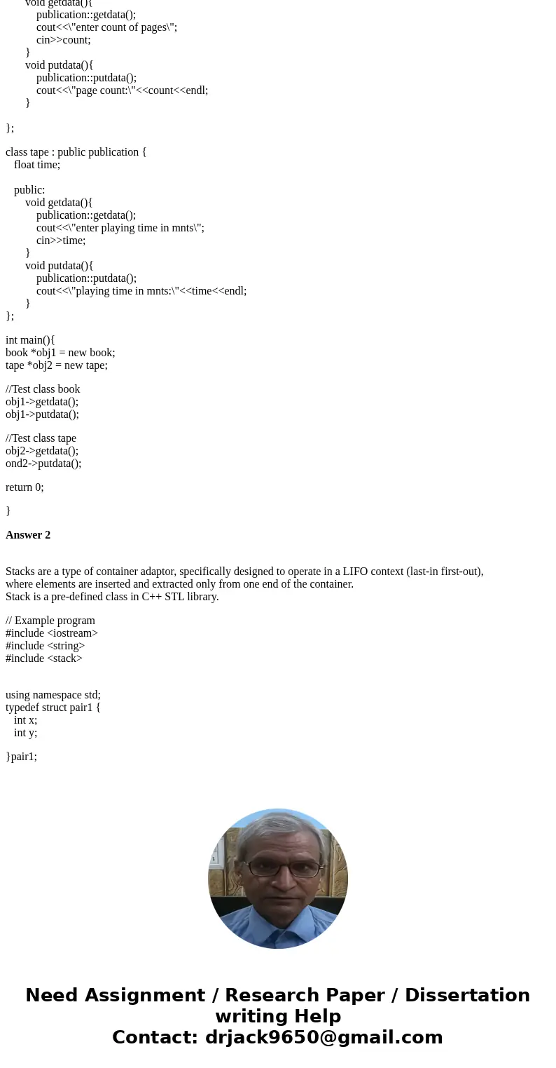1. Imagine a publishing company that markets both book and audiocassette versions of its works. Create a class publication that stores the title (a string) and  1. Imagine a publishing company that markets both book and audiocassette versions of its works. Create a class publication that stores the title (a string) and