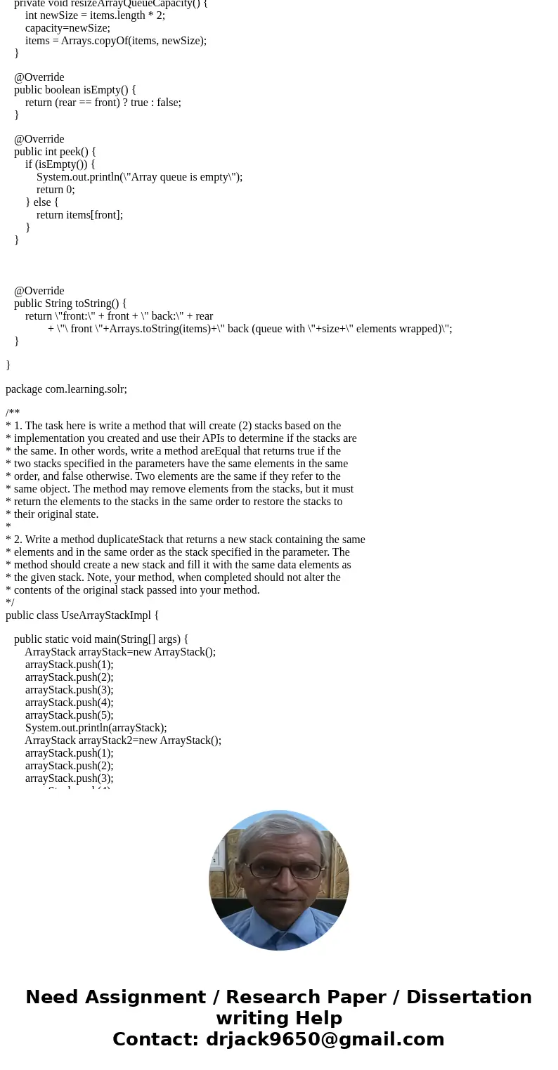1- In Java Create an array based implementation of a stack You will create a class called ArrayStack that implements StackOperations. You are to implement the a 1- In Java Create an array based implementation of a stack You will create a class called ArrayStack that implements StackOperations. You are to implement the a