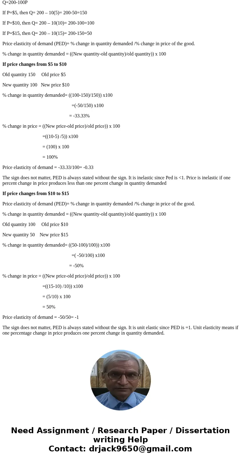 3)The demand function for a good is Q=200-10P where Qisthe quantity and P is the pnce. Calculate the pnce elast city of demand at prices of $5, $10, and S15 (i  3)The demand function for a good is Q=200-10P where Qisthe quantity and P is the pnce. Calculate the pnce elast city of demand at prices of $5, $10, and S15 (i