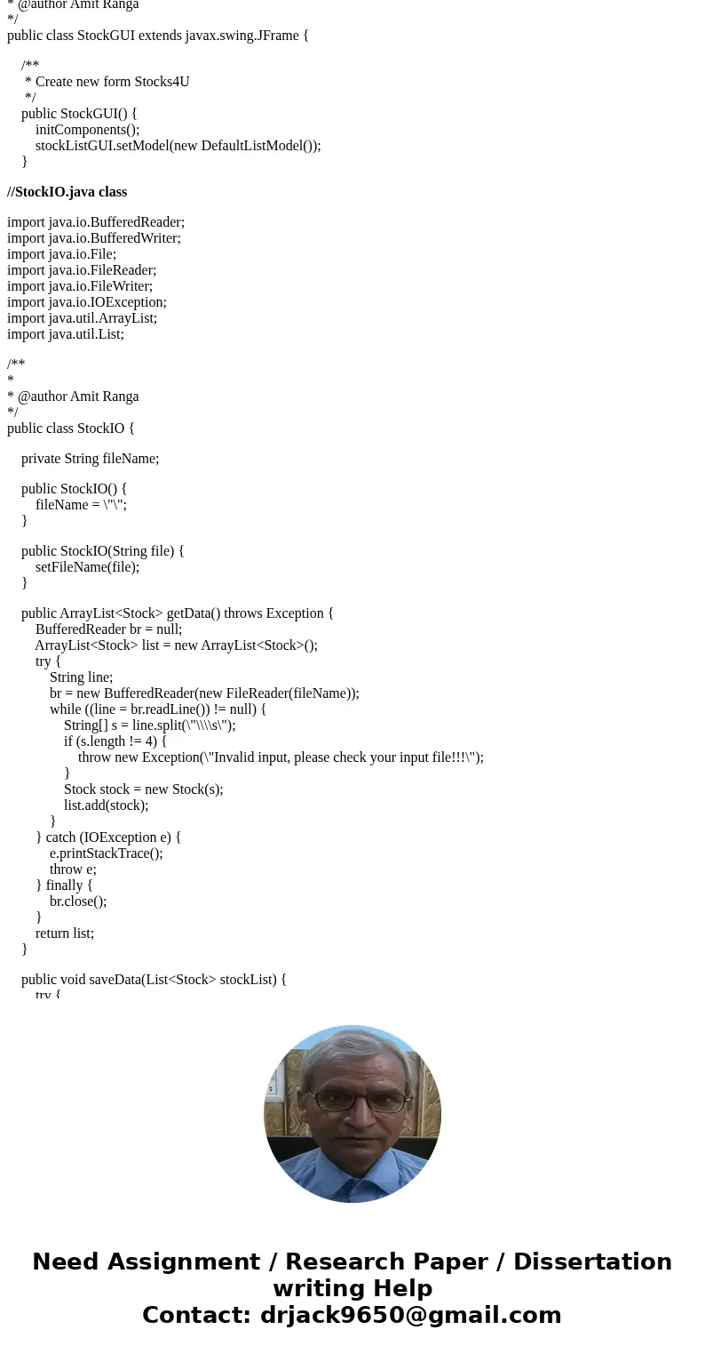 Add persistent data storage to your Week 5 Lab using the MySQL Database. PROBLEM: Stocks4U Portfolio Management System The portfolio management system you devel