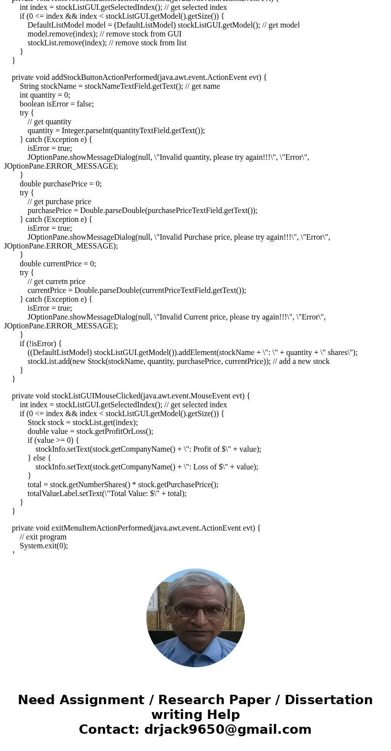 Add persistent data storage to your Week 5 Lab using the MySQL Database. PROBLEM: Stocks4U Portfolio Management System The portfolio management system you devel