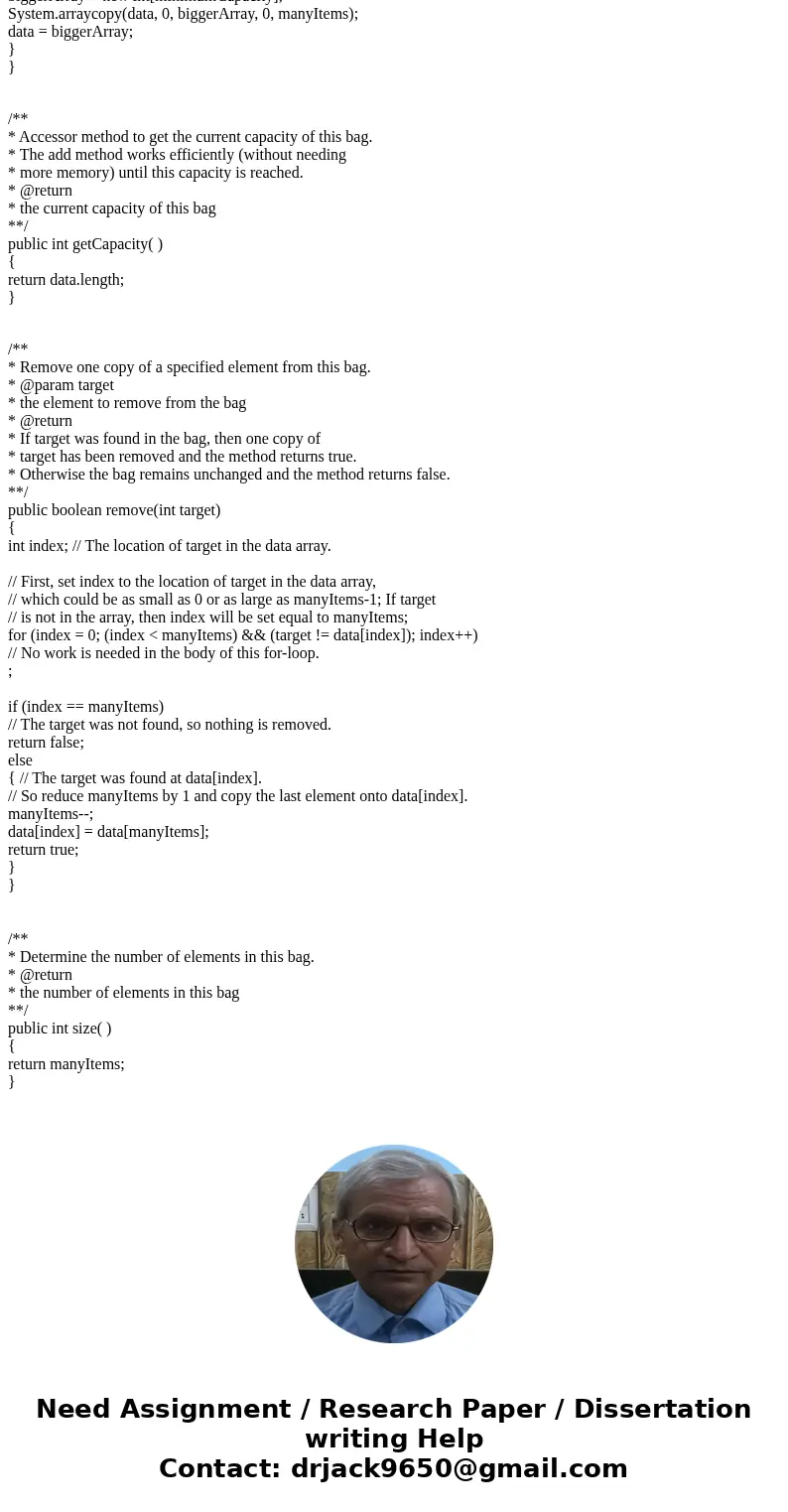 Below is the extra info needed for the lab: In this assignment you will need to use InLArrayBag,java and Ba java. 0: Read Chapter 3 and Appendix I from the text Below is the extra info needed for the lab: In this assignment you will need to use InLArrayBag,java and Ba java. 0: Read Chapter 3 and Appendix I from the text