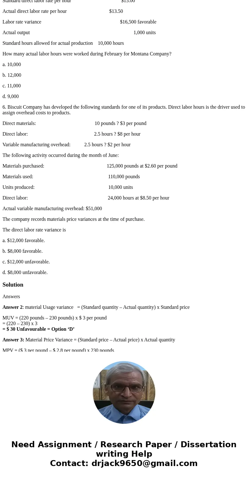 Bender Corporation produced 100 units of Product AA. The total standard and actual costs for materials and direct labor for the 100 units of Product AA are as f Bender Corporation produced 100 units of Product AA. The total standard and actual costs for materials and direct labor for the 100 units of Product AA are as f