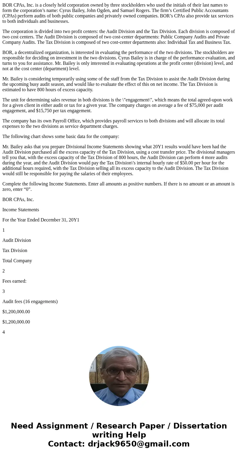 BOR CPAs, Inc. is a closely held corporation owned by three stockholders who used the initials of their last names to form the corporation’s name: Cyrus Bailey,