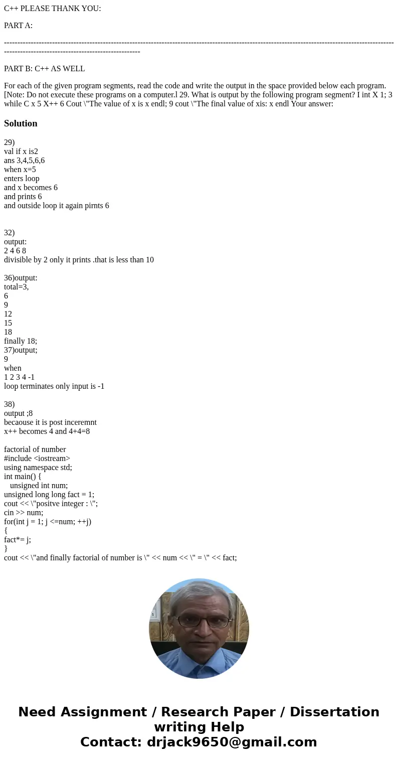 C++ PLEASE THANK YOU: PART A: ---------------------------------------------------------------------------------------------------------------------------------- C++ PLEASE THANK YOU: PART A: ----------------------------------------------------------------------------------------------------------------------------------