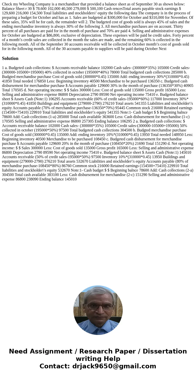 Check my Wheeling Company is a merchandiser that provided a balance sheet as of September 30 as shown below: Balance Sheet r 30 $ 78.600 102,000 40,500 279,000  Check my Wheeling Company is a merchandiser that provided a balance sheet as of September 30 as shown below: Balance Sheet r 30 $ 78.600 102,000 40,500 279,000
