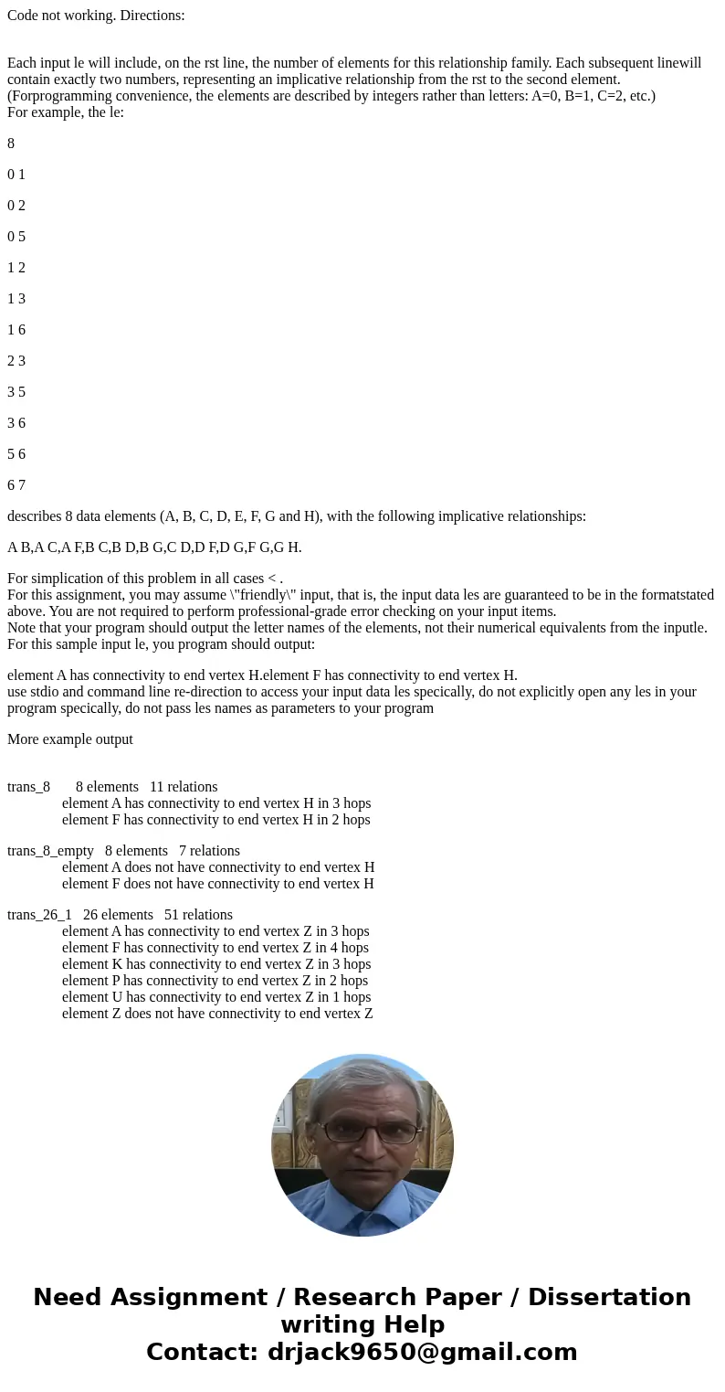 Code not working. Directions: Each input le will include, on the rst line, the number of elements for this relationship family. Each subsequent linewill contain