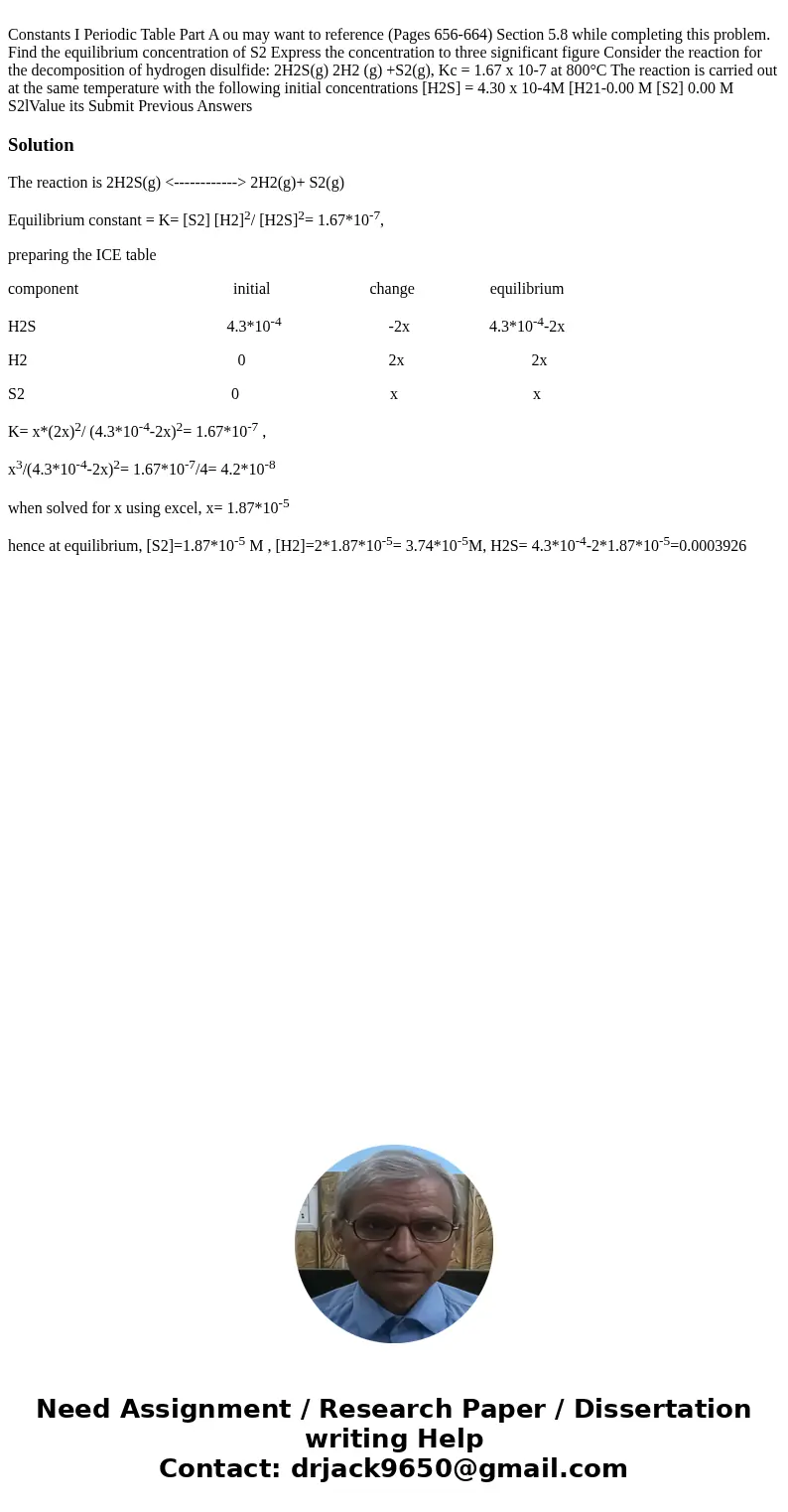 Constants I Periodic Table Part A ou may want to reference (Pages 656-664) Section 5.8 while completing this problem. Find the equilibrium concentration of S2   Constants I Periodic Table Part A ou may want to reference (Pages 656-664) Section 5.8 while completing this problem. Find the equilibrium concentration of S2
