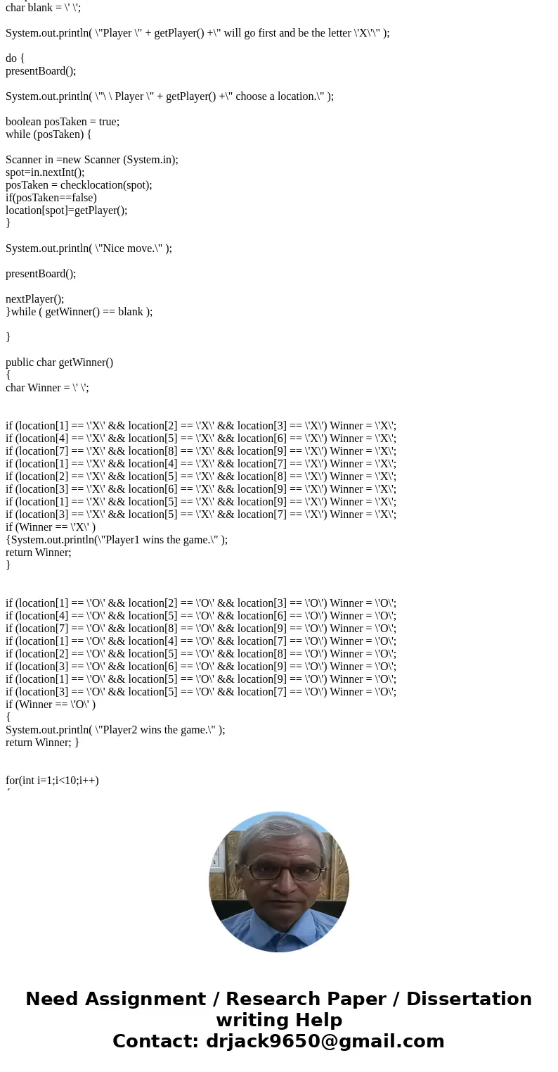 Create a java method for a multiplayer online turn base fighter game for a playerSolutionAnswer: import java.util.*; public class TicTacToeGame { private int co Create a java method for a multiplayer online turn base fighter game for a playerSolutionAnswer: import java.util.*; public class TicTacToeGame { private int co