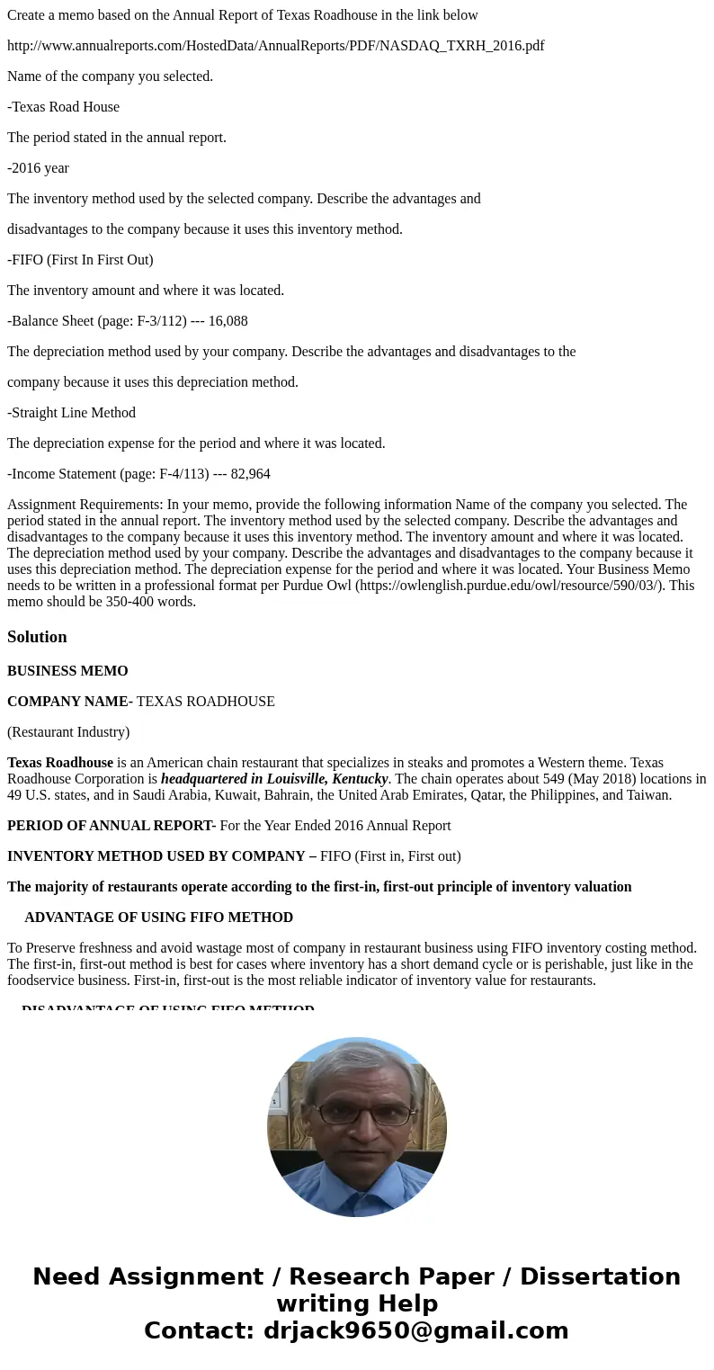 Create a memo based on the Annual Report of Texas Roadhouse in the link below http://www.annualreports.com/HostedData/AnnualReports/PDF/NASDAQ_TXRH_2016.pdf Nam Create a memo based on the Annual Report of Texas Roadhouse in the link below http://www.annualreports.com/HostedData/AnnualReports/PDF/NASDAQ_TXRH_2016.pdf Nam