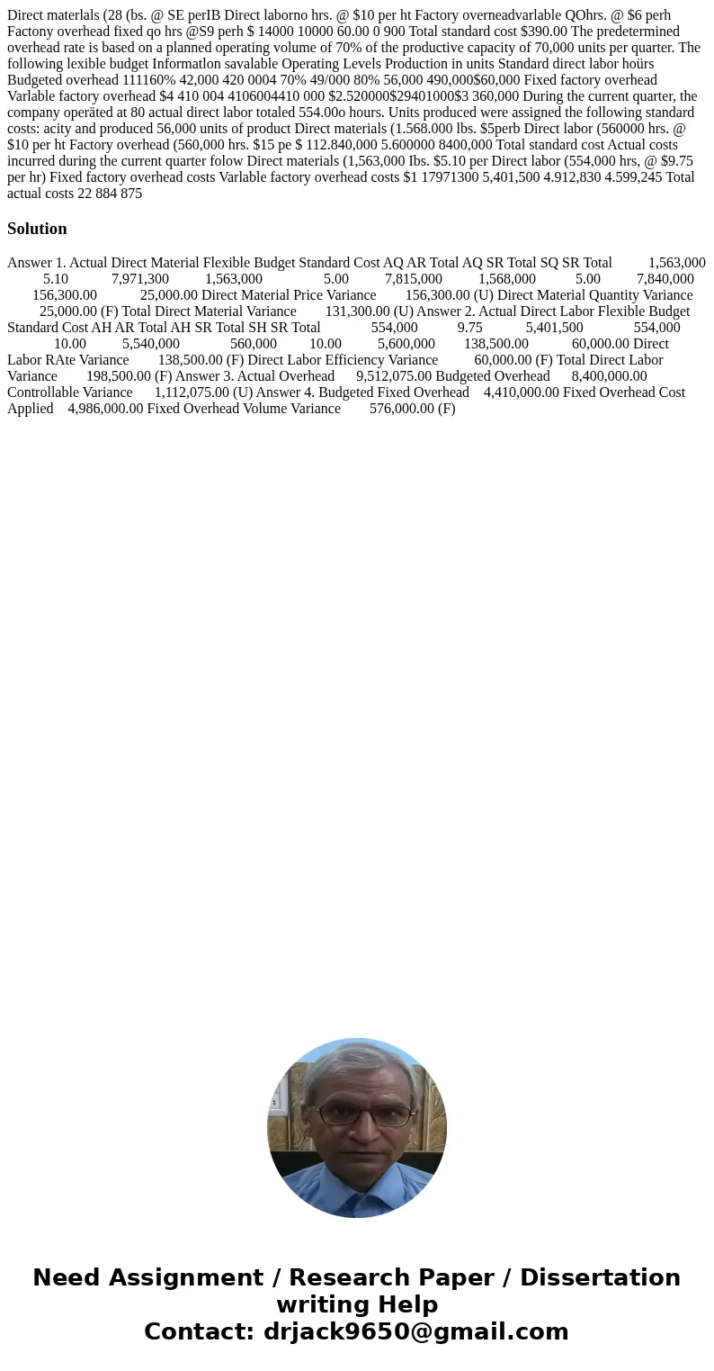 Direct materlals (28 (bs. @ SE perIB Direct laborno hrs. @ $10 per ht Factory overneadvarlable QOhrs. @ $6 perh Factony overhead fixed qo hrs @S9 perh $ 14000   Direct materlals (28 (bs. @ SE perIB Direct laborno hrs. @ $10 per ht Factory overneadvarlable QOhrs. @ $6 perh Factony overhead fixed qo hrs @S9 perh $ 14000