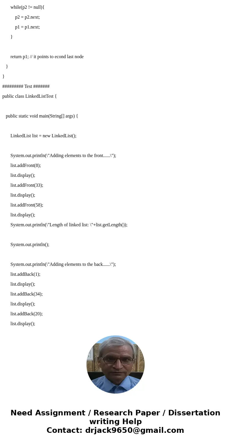 Give an algorithm for finding the second to last node in a singly linked list in which the last node is indicated by a null next reference. It needs to have a m Give an algorithm for finding the second to last node in a singly linked list in which the last node is indicated by a null next reference. It needs to have a m