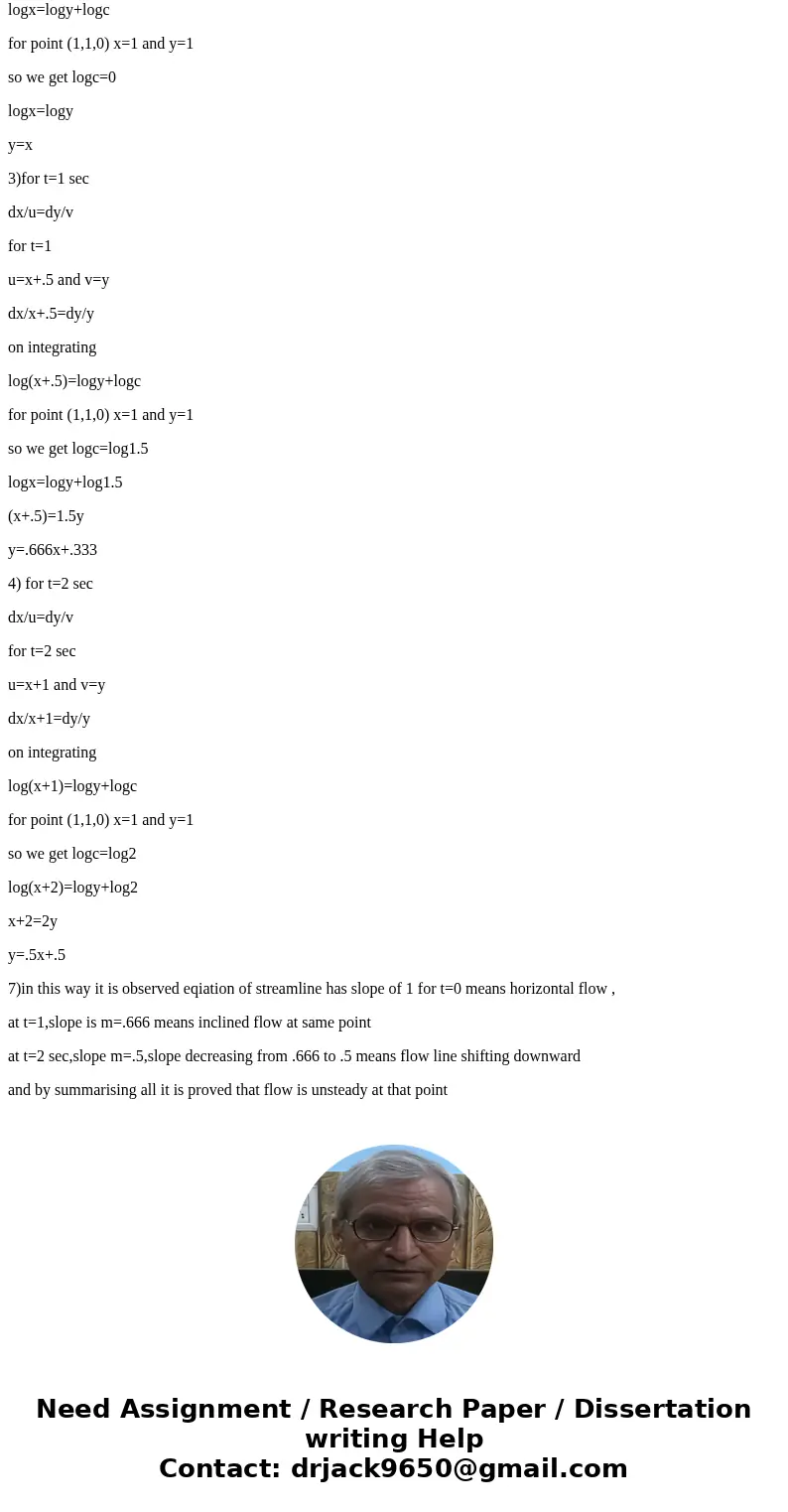  Given the following velocity field u = Bx{1 + At)x + Cy y, with A = 0.5 s^-1, B = C = 1 s^-1 and coordinates measured in meters, plot the pathline of the parti