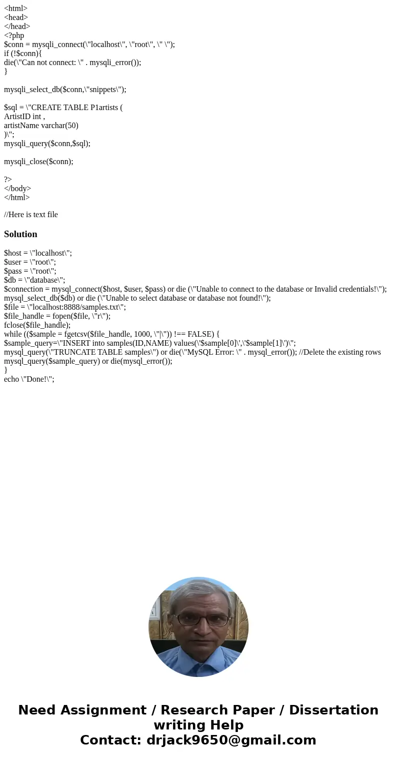 <html> <head> </head> <?php $conn = mysqli_connect(\