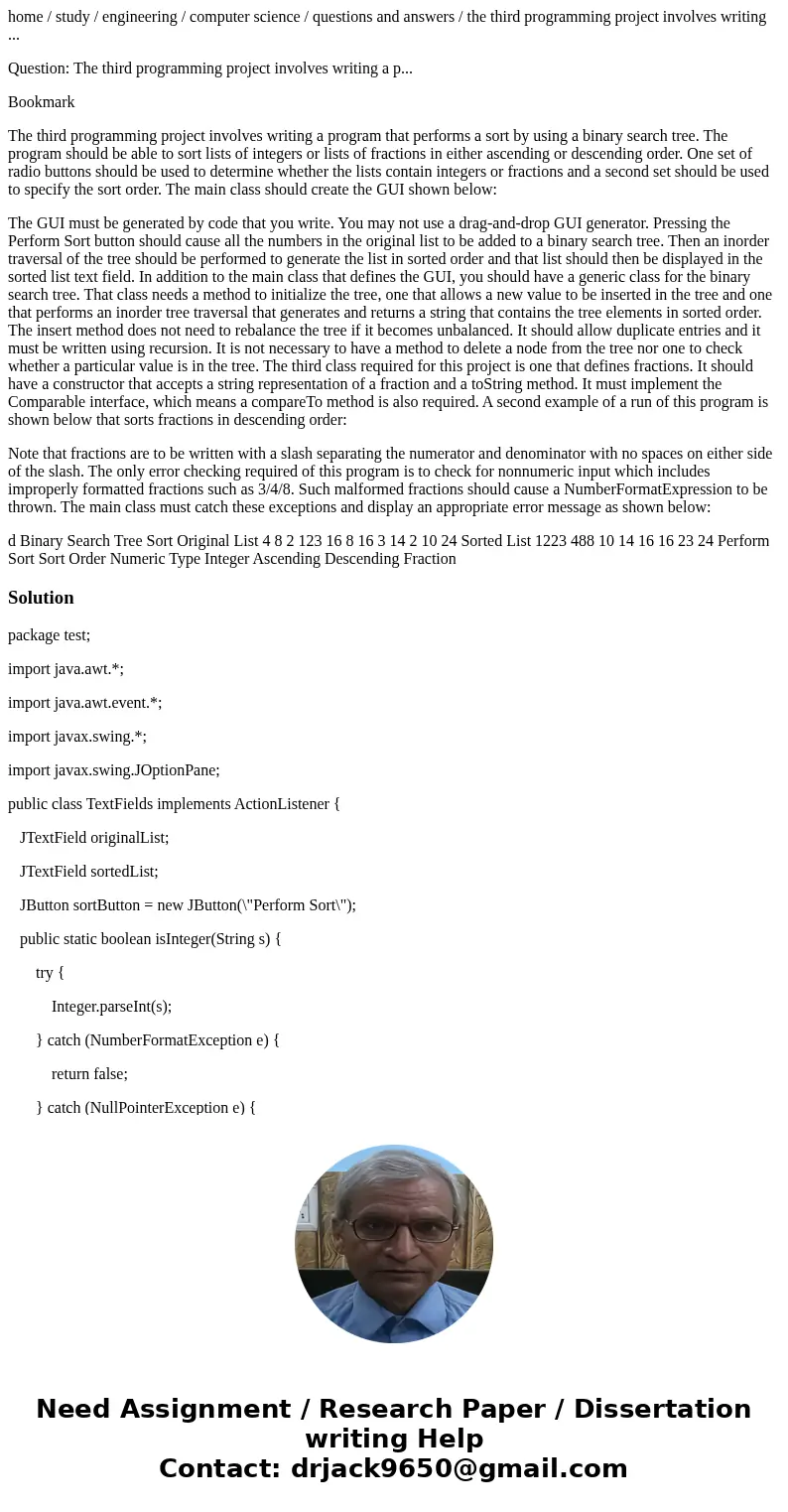 home / study / engineering / computer science / questions and answers / the third programming project involves writing ... Question: The third programming proje home / study / engineering / computer science / questions and answers / the third programming project involves writing ... Question: The third programming proje