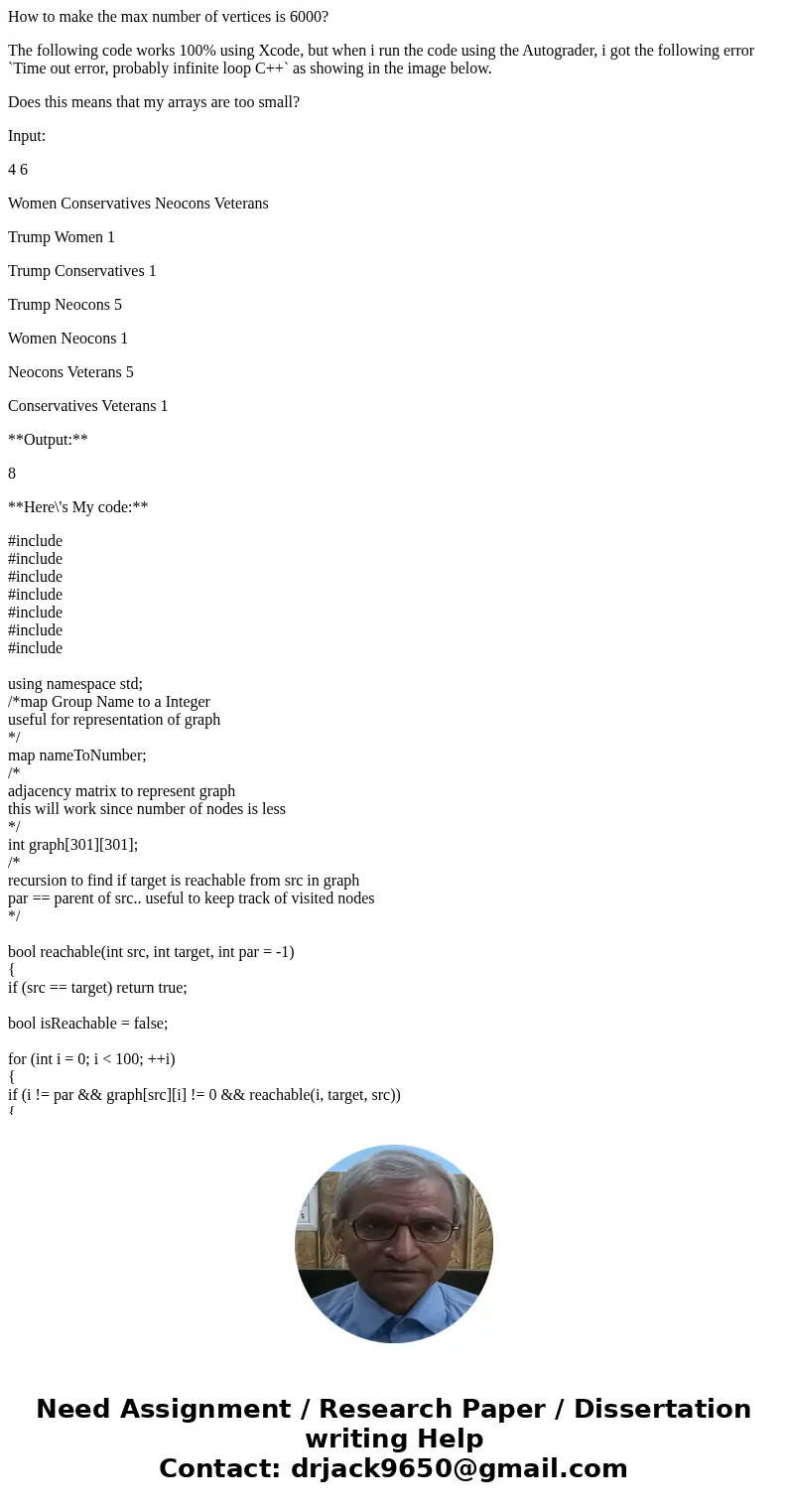 How to make the max number of vertices is 6000? The following code works 100% using Xcode, but when i run the code using the Autograder, i got the following err How to make the max number of vertices is 6000? The following code works 100% using Xcode, but when i run the code using the Autograder, i got the following err
