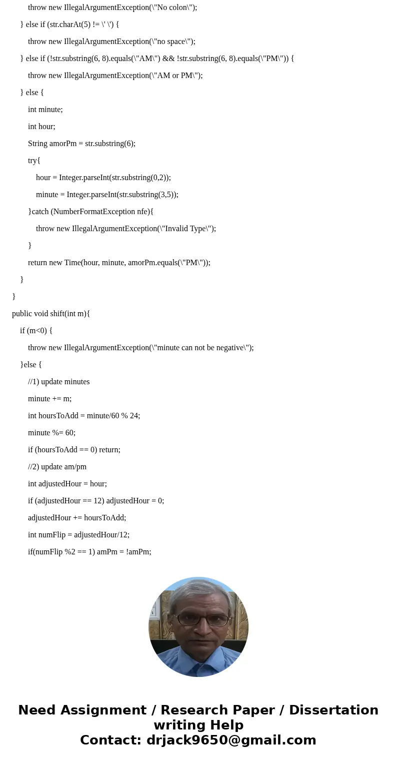 I need help creating this class with the classes that I already have. here are the classes that I have: Time Class: import com.sun.org.apache.xerces.internal.im I need help creating this class with the classes that I already have. here are the classes that I have: Time Class: import com.sun.org.apache.xerces.internal.im