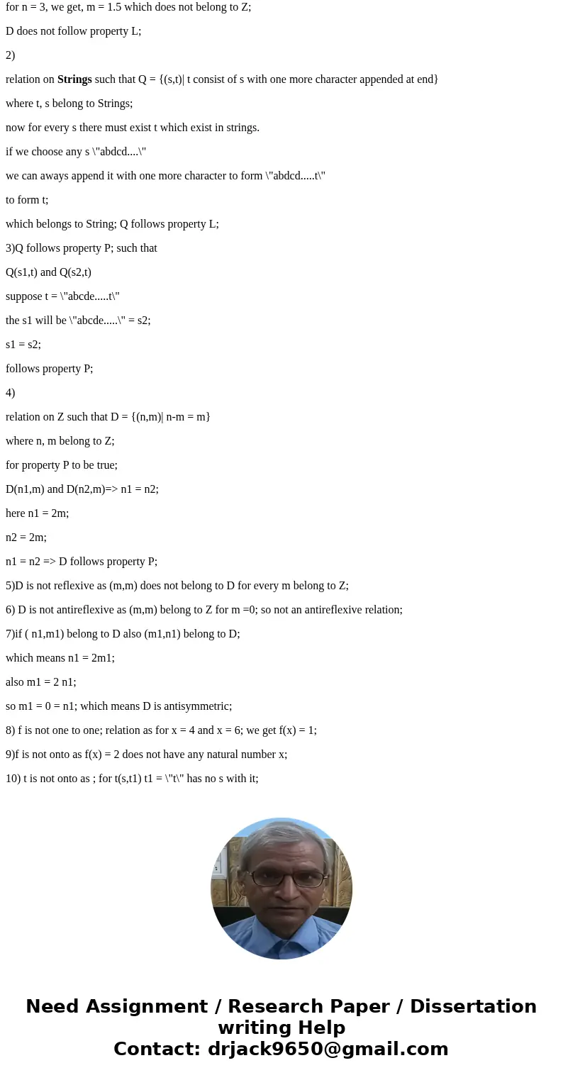 I need help on all of the following discrete math questions: For this assignment, use the following definitions. Let Strings be the set of text strings. Let D b