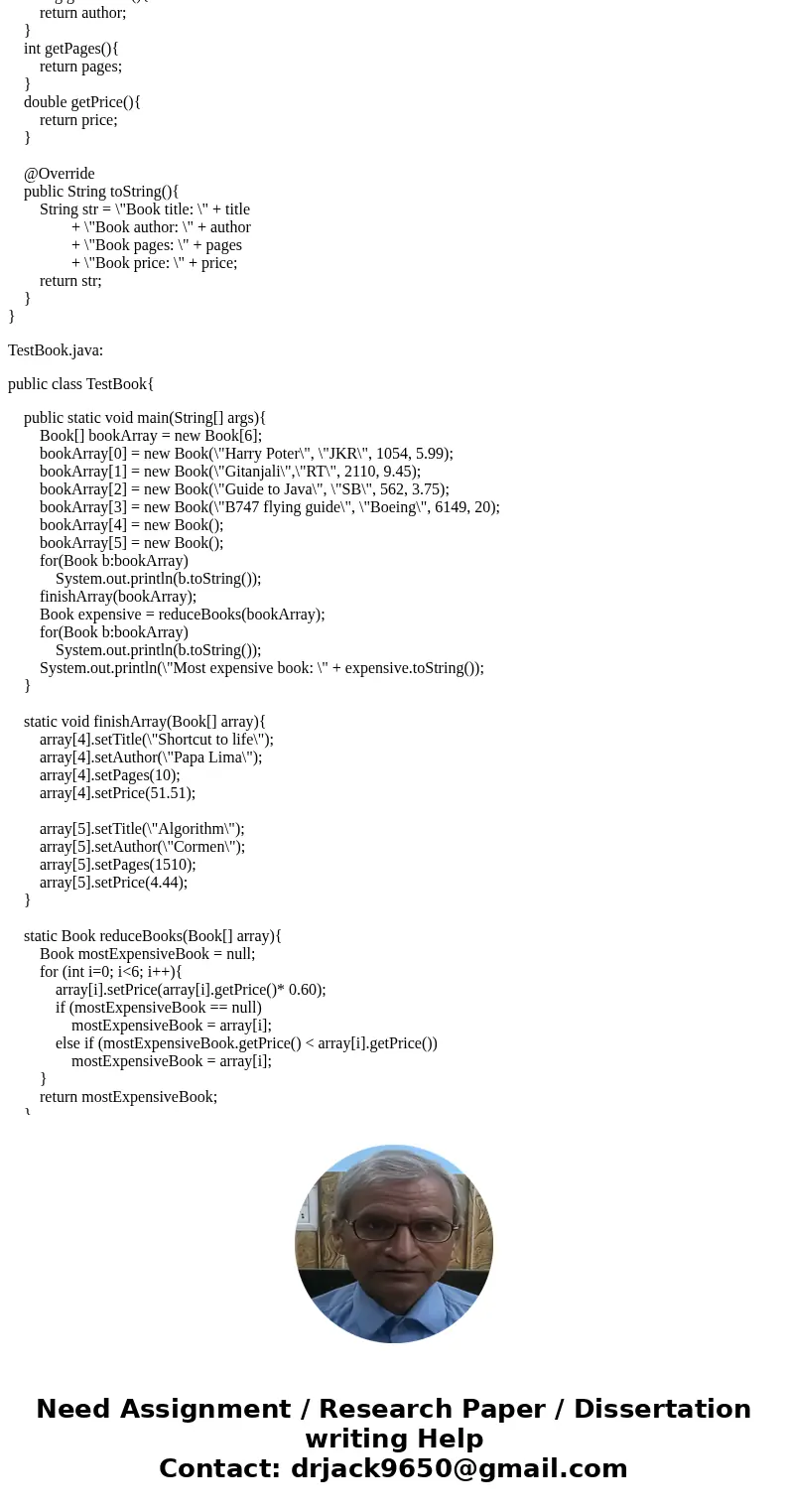 I need help with this please... in Java - Two files are required, a data class named Book and an executable class named TestBook. Class Book has instance data m