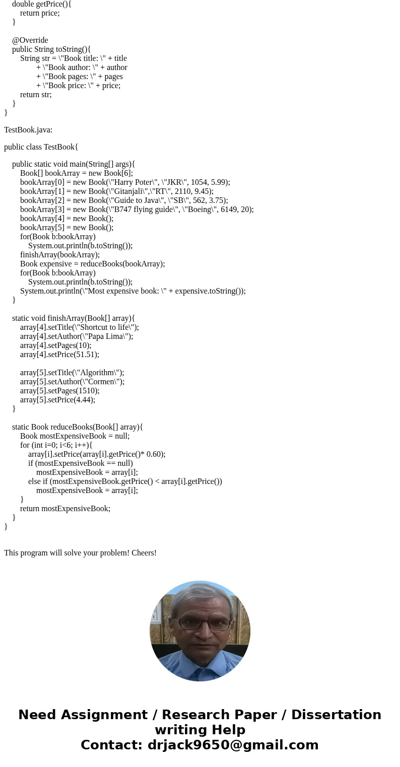 I need help with this please... in Java - Two files are required, a data class named Book and an executable class named TestBook. Class Book has instance data m