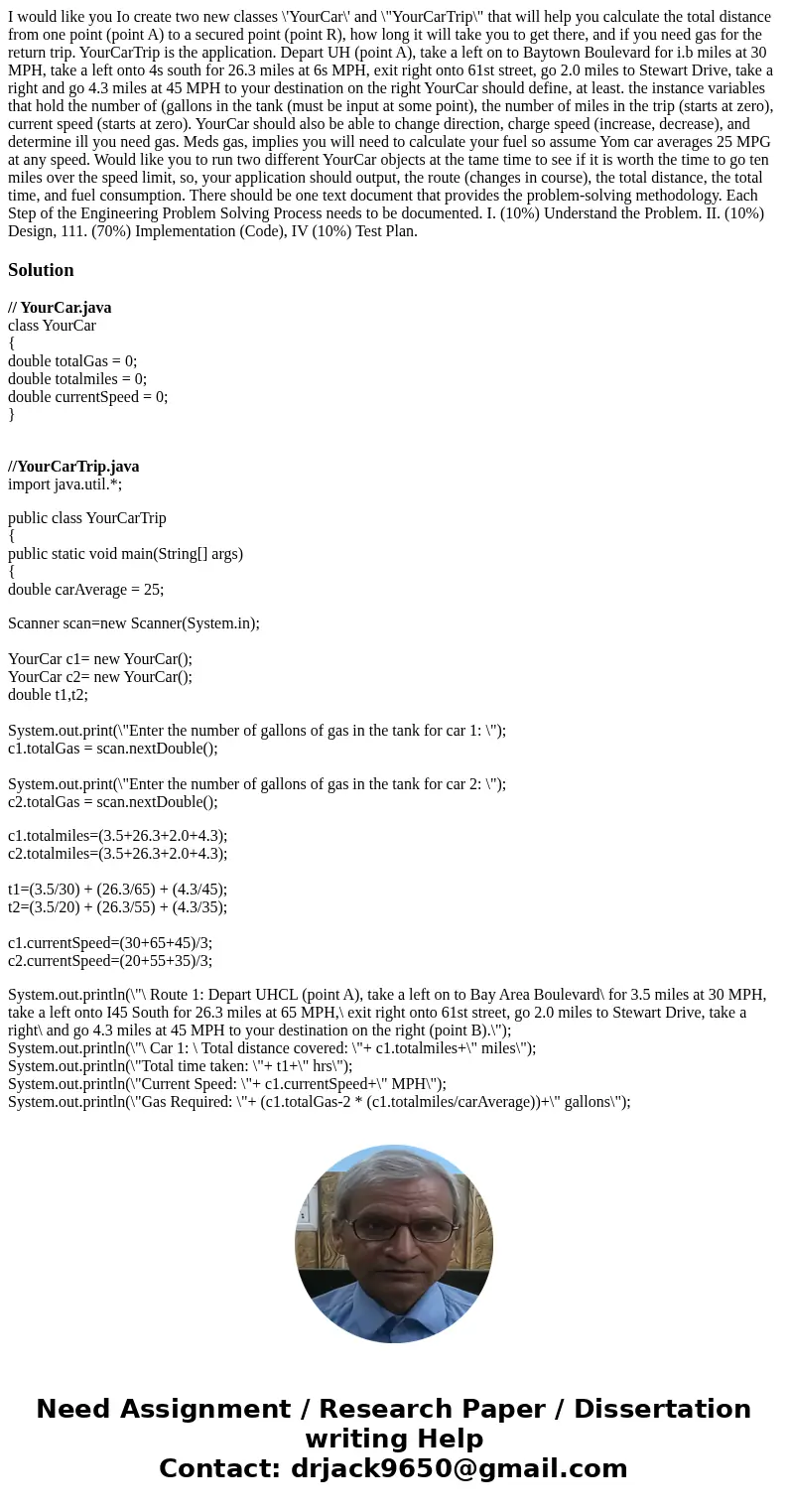 I would like you Io create two new classes \'YourCar\' and \  I would like you Io create two new classes \'YourCar\' and \