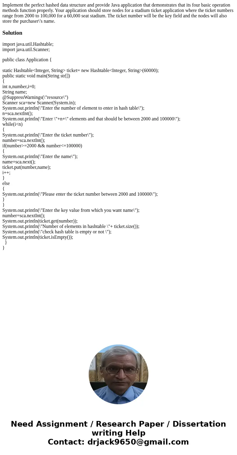 Implement the perfect hashed data structure and provide Java application that demonstrates that its four basic operation methods function properly. Your applica Implement the perfect hashed data structure and provide Java application that demonstrates that its four basic operation methods function properly. Your applica