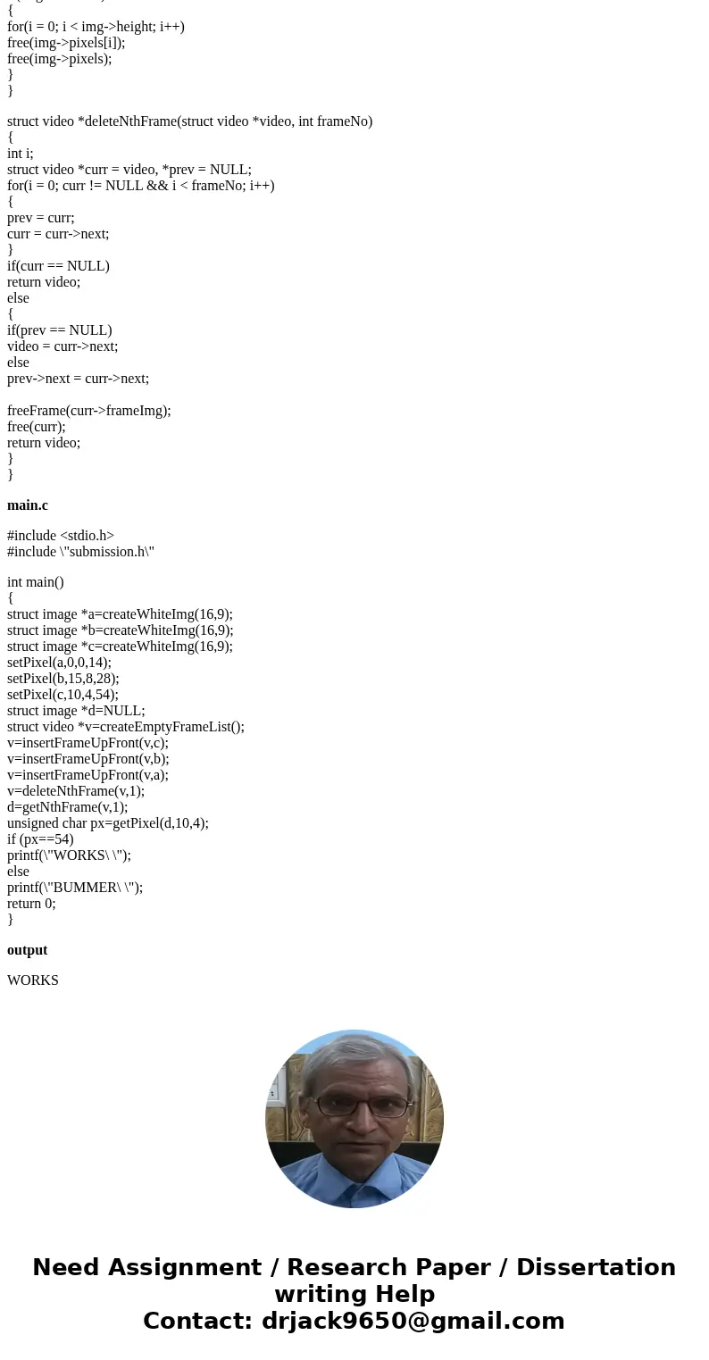 In C Create a simple set of functions for storing video A linked list of videos where each video object contains an image object Each image is contained in a st