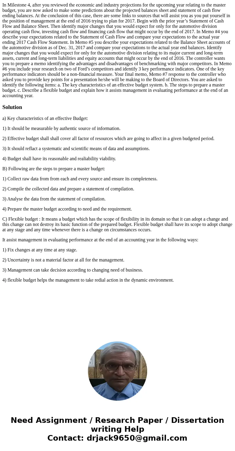 In Milestone 4, after you reviewed the economic and industry projections for the upcoming year relating to the master budget, you are now asked to make some pre