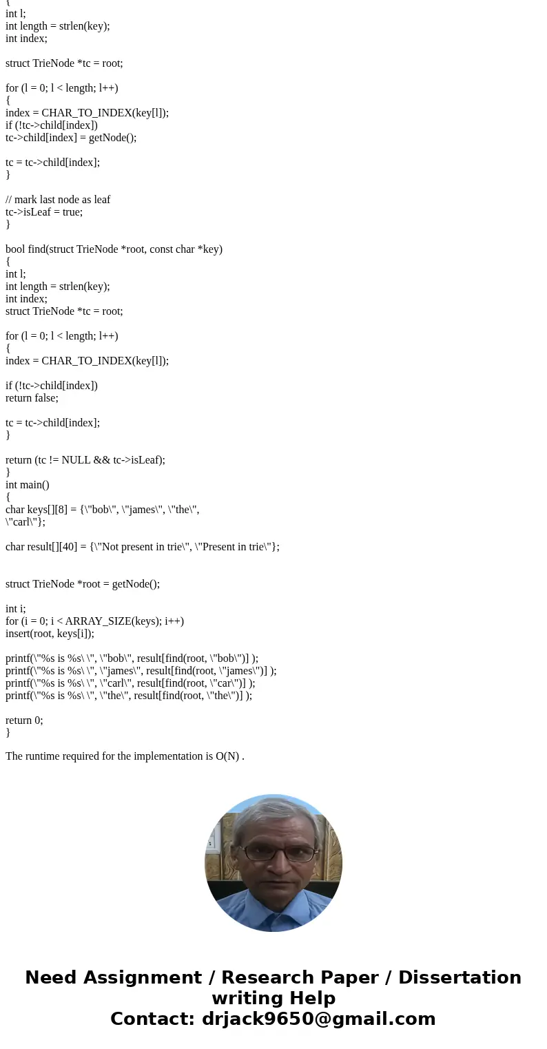 In this problem, you will implement a data structure called a ‘trie’ as a ternary tree. Each node in a ternary tree can have at most three children nodes. The k